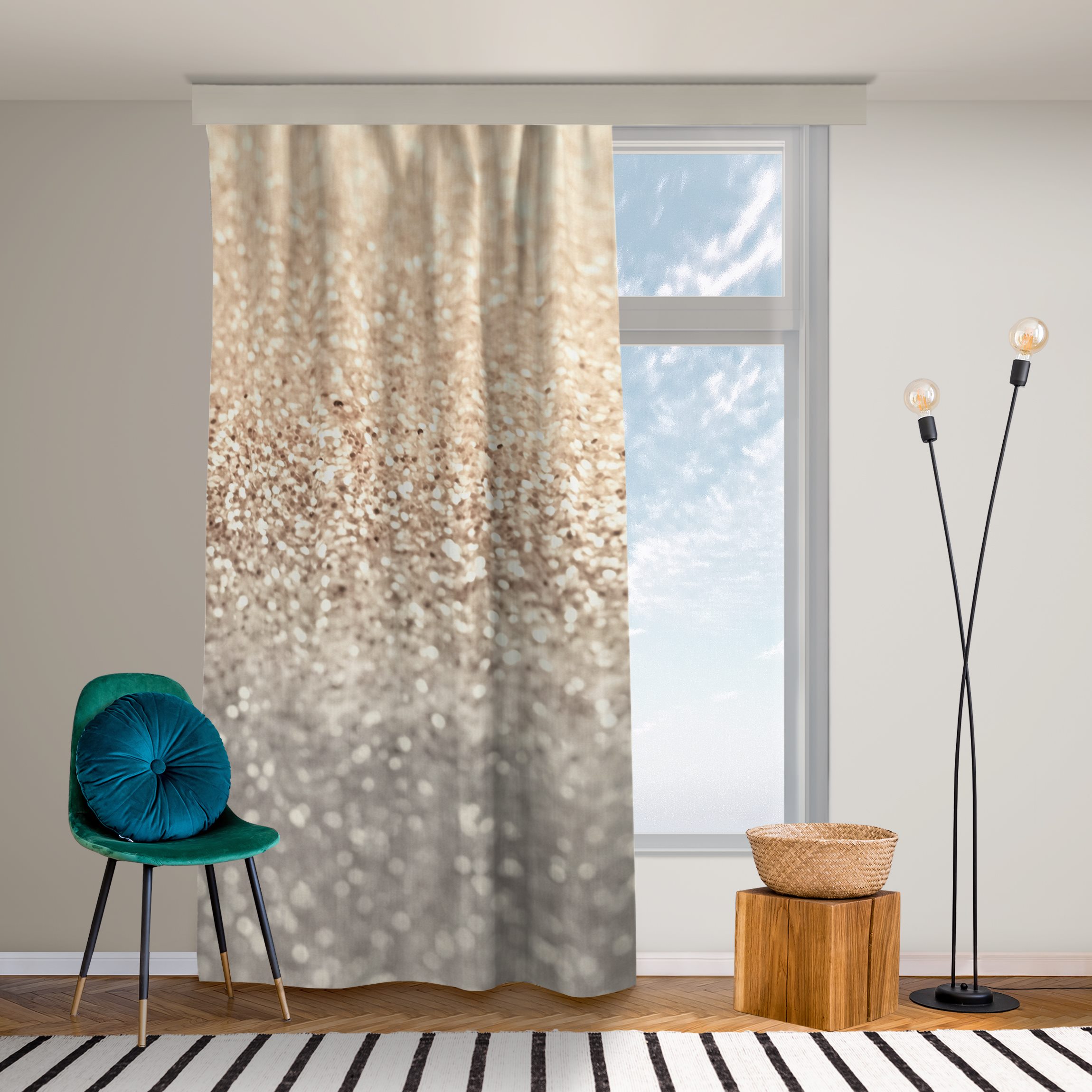 Vorhang Goldene Glitzerlandschaft
