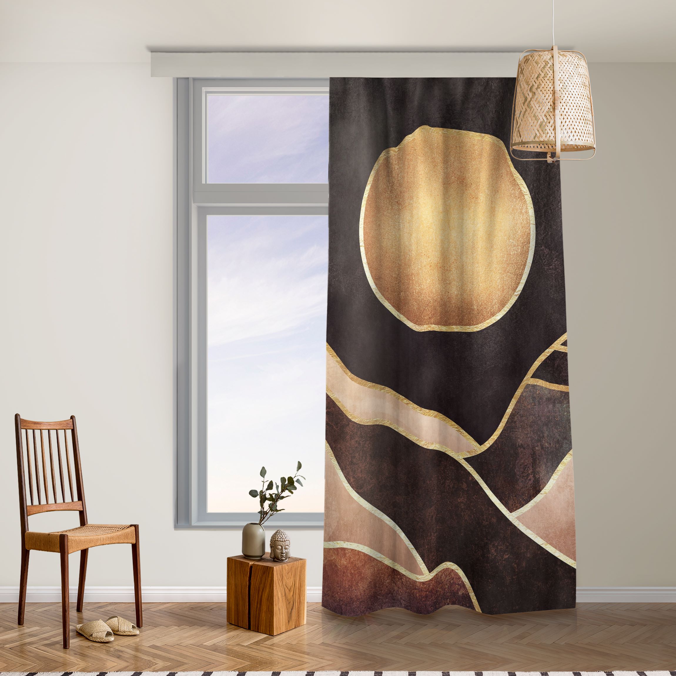 Vorhang Goldene Sonne abstrakte Berge