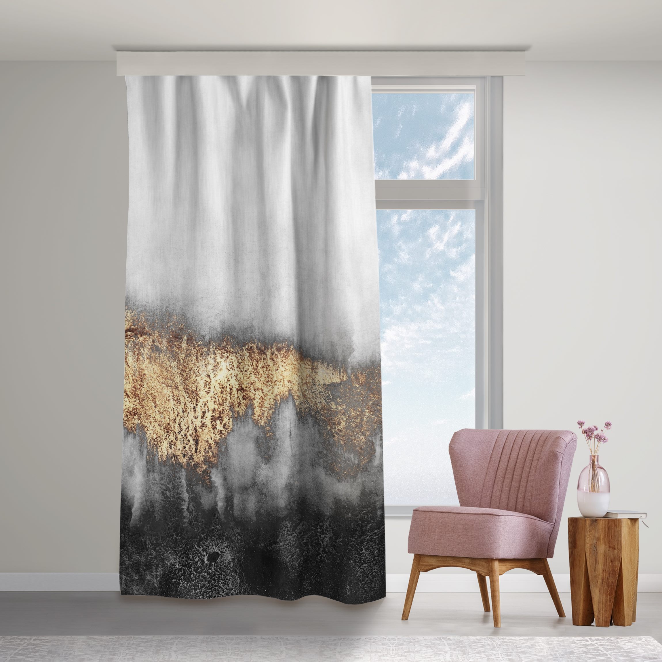 Vorhang Goldspuren in Aquarell