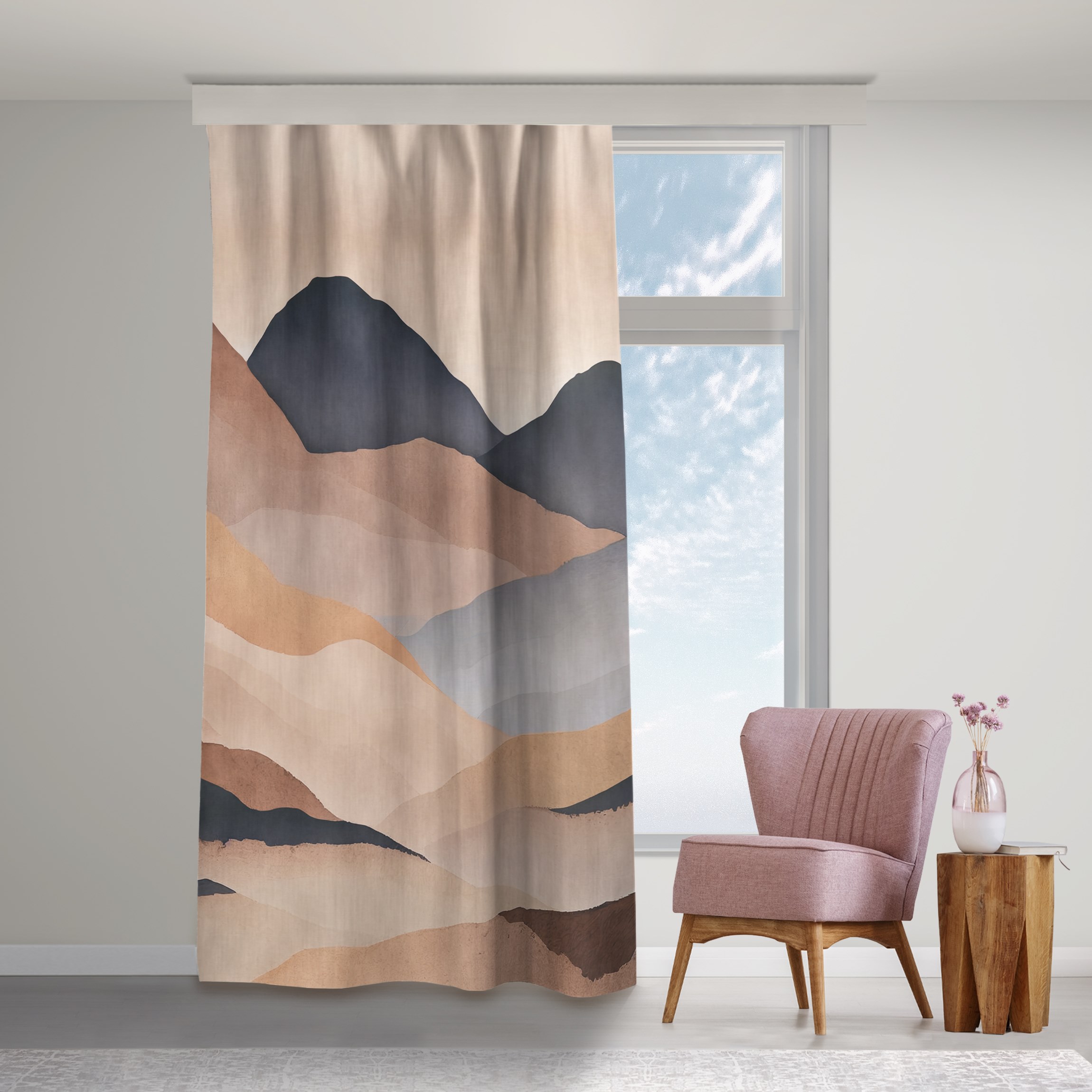Vorhang Grafische Landschaft in Braun