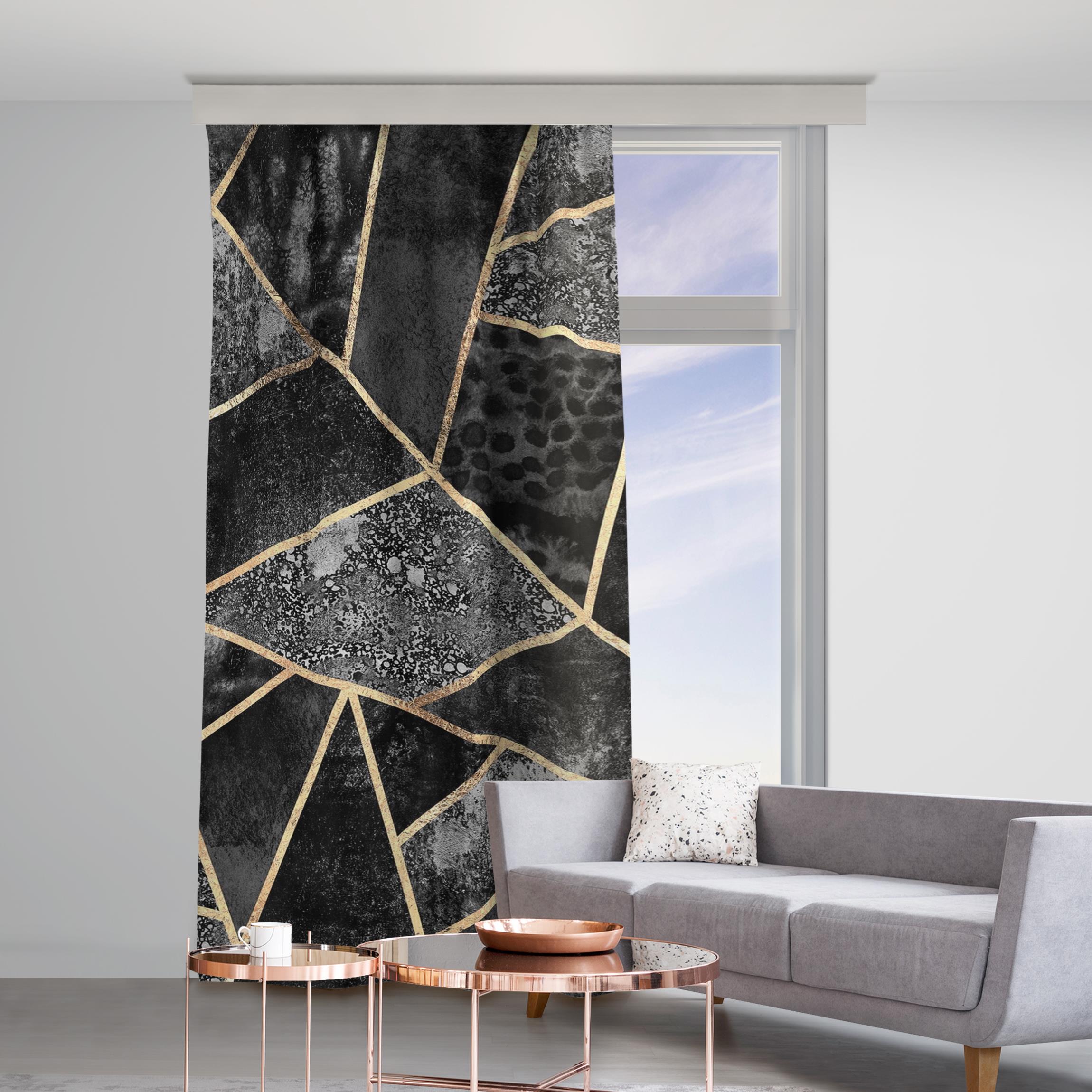 Vorhang Graue Dreiecke Gold