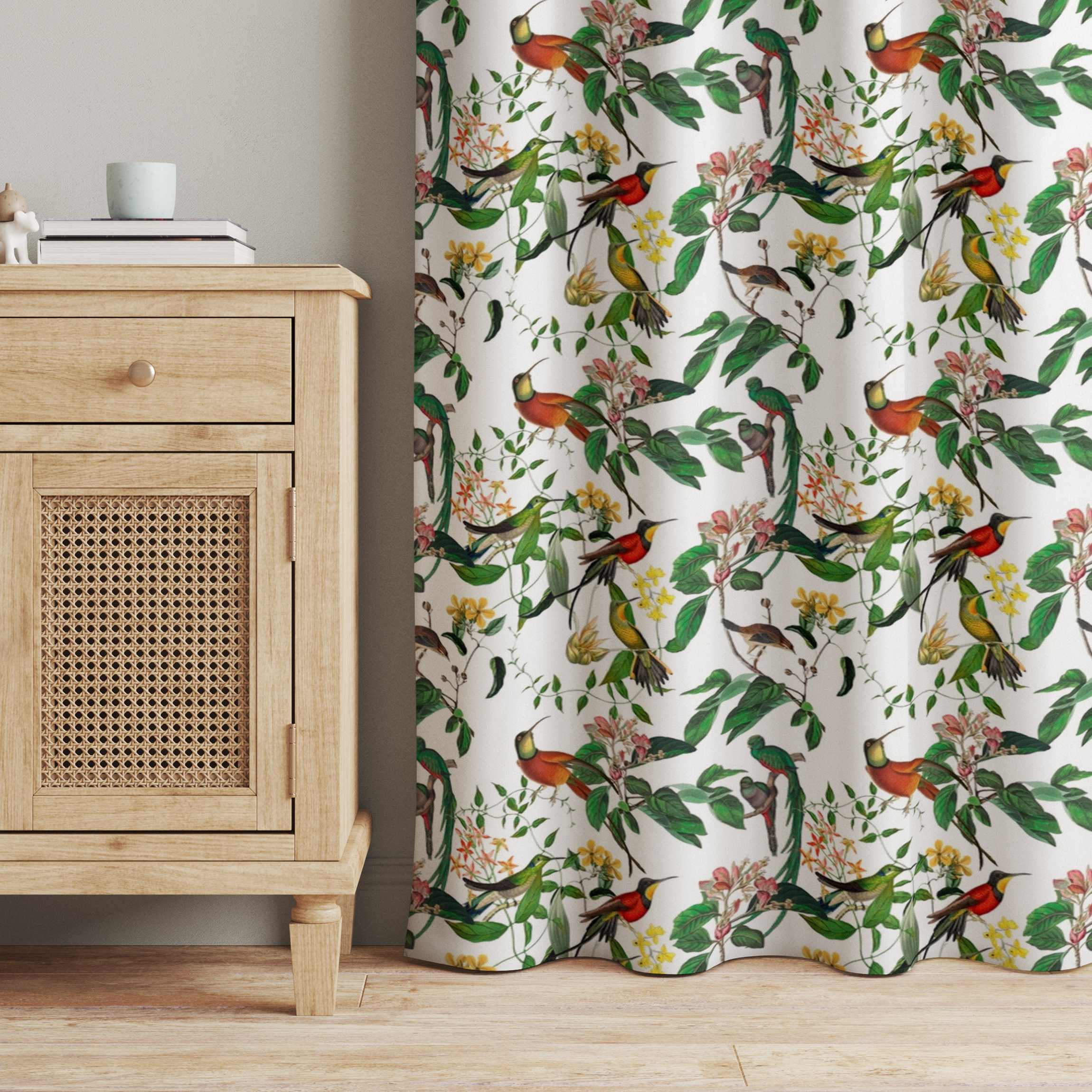 Vorhang Grüne und rote Kolibris Tropisch