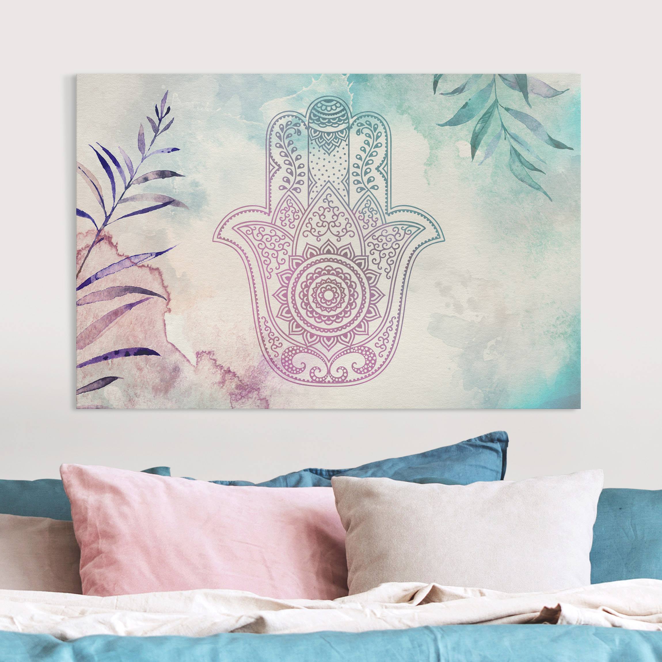 Leinwandbild Hand der Fatima Aquarell