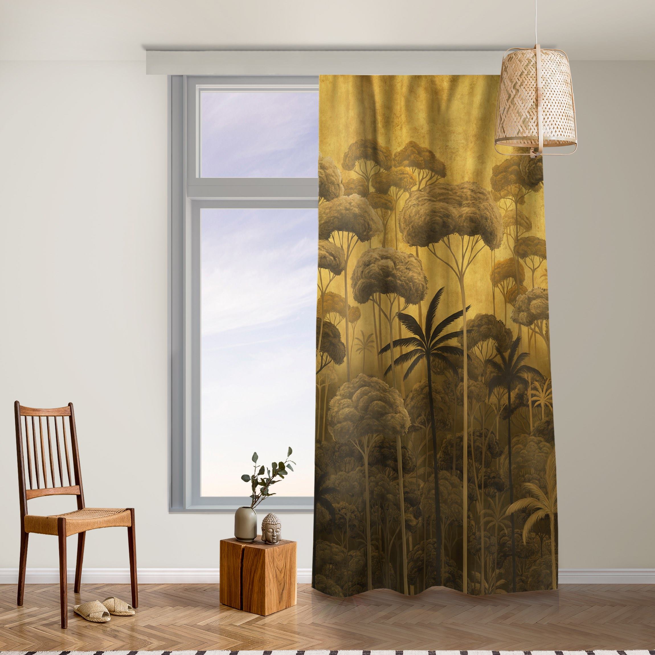 Vorhang Hohe Bäume im Dschungel in goldener Tönung