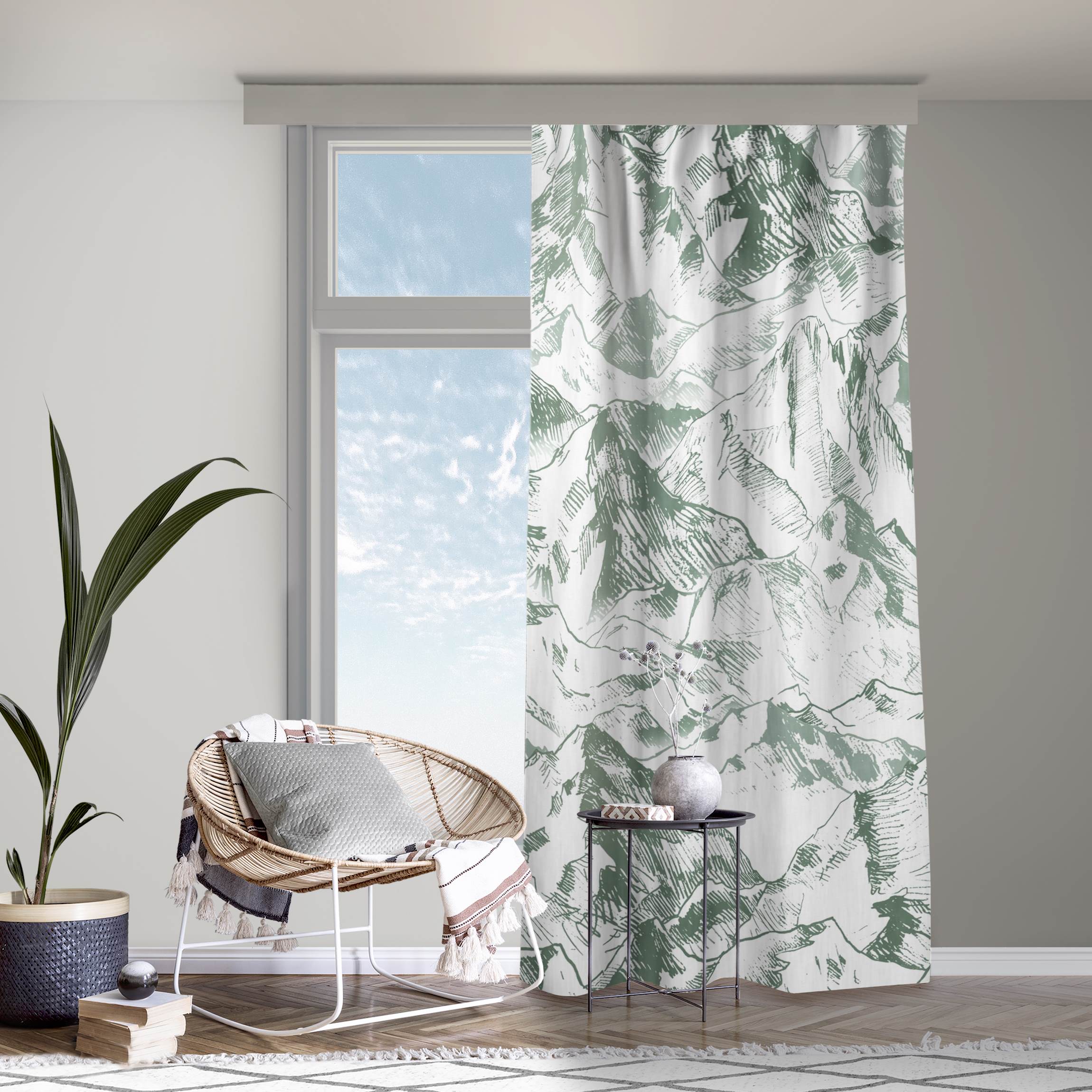 Vorhang Illustration Berglandschaft Grün