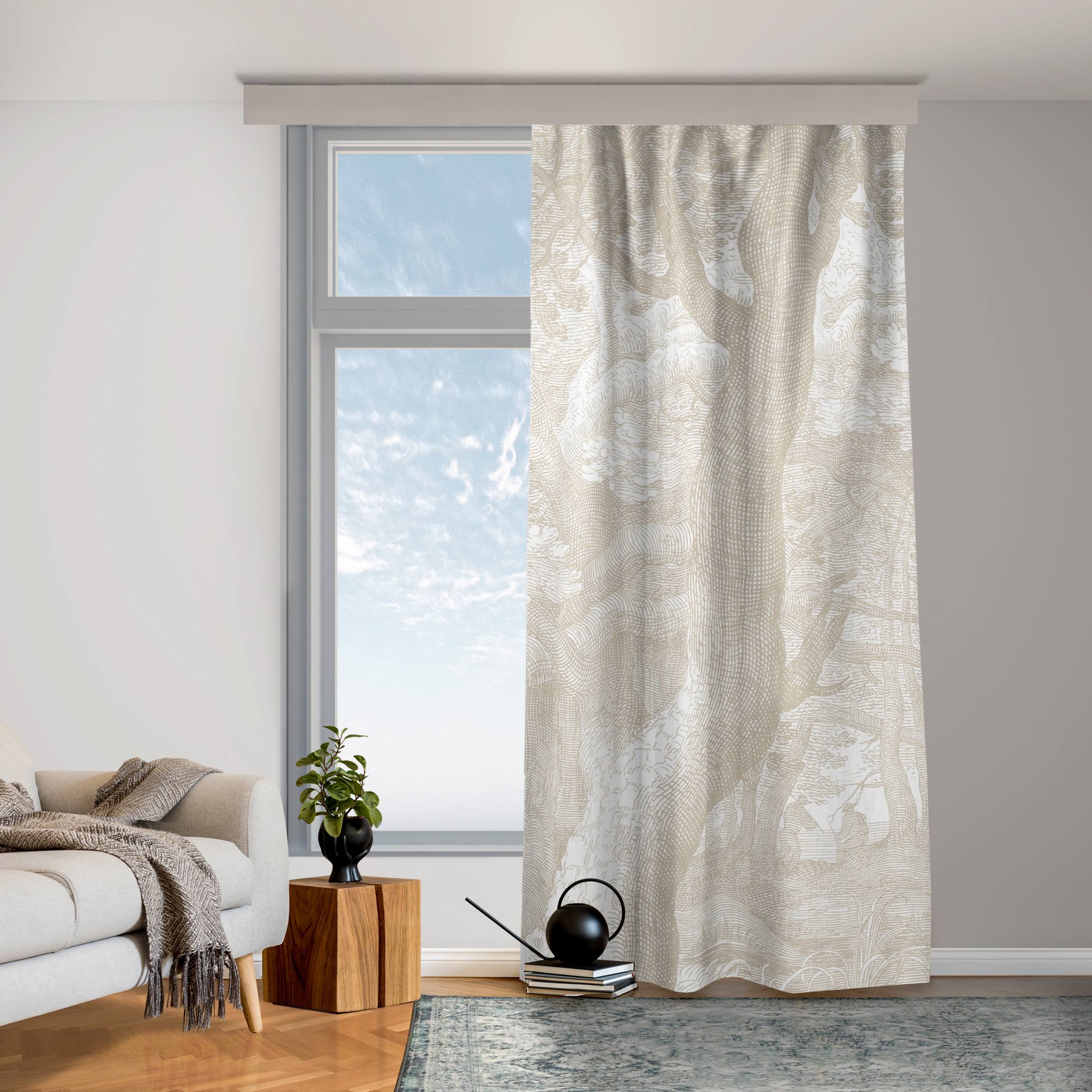 Vorhang Im Wald Kupferstich in Beige