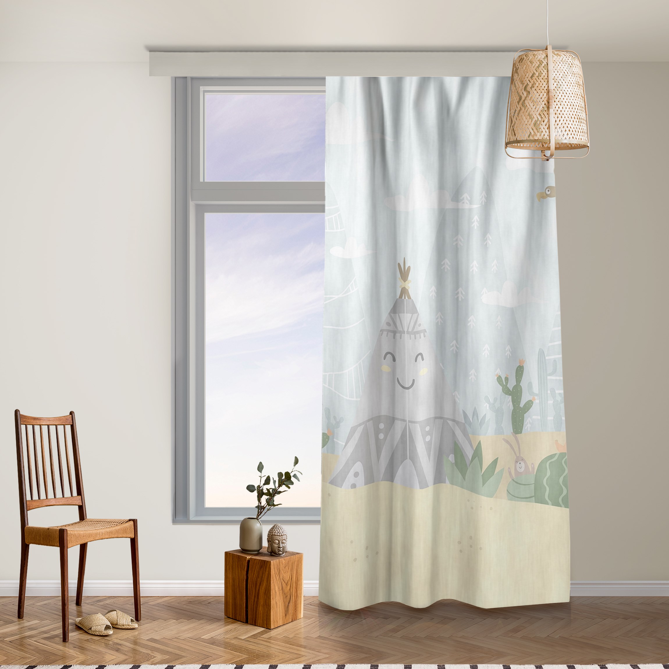 Vorhang Indianerzelt mit Kakteen