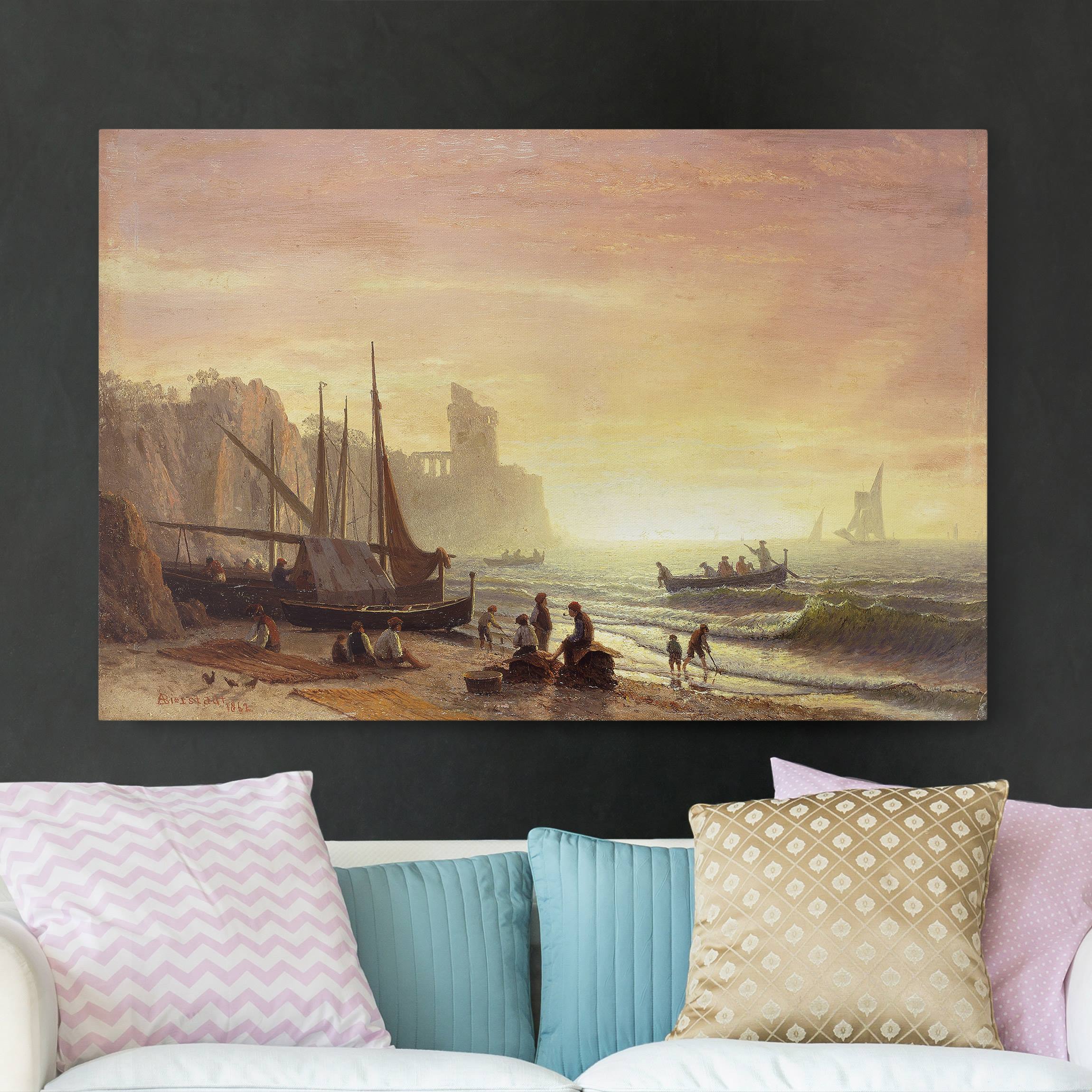 Leinwandbild - Querformat Albert Bierstadt - Fischereiflotte
