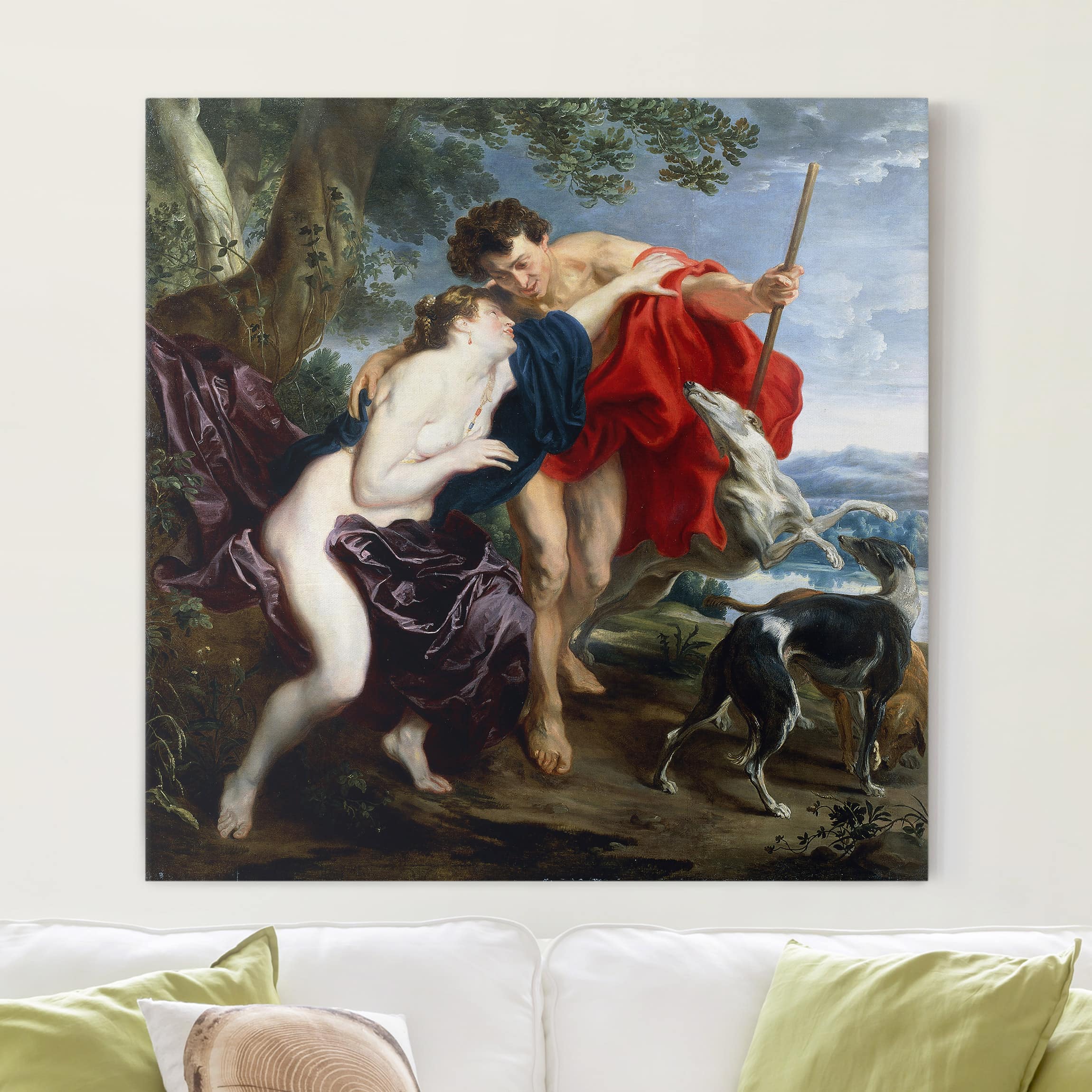 Leinwandbild - Quadrat Anthonis van Dyck - Venus und Adonis