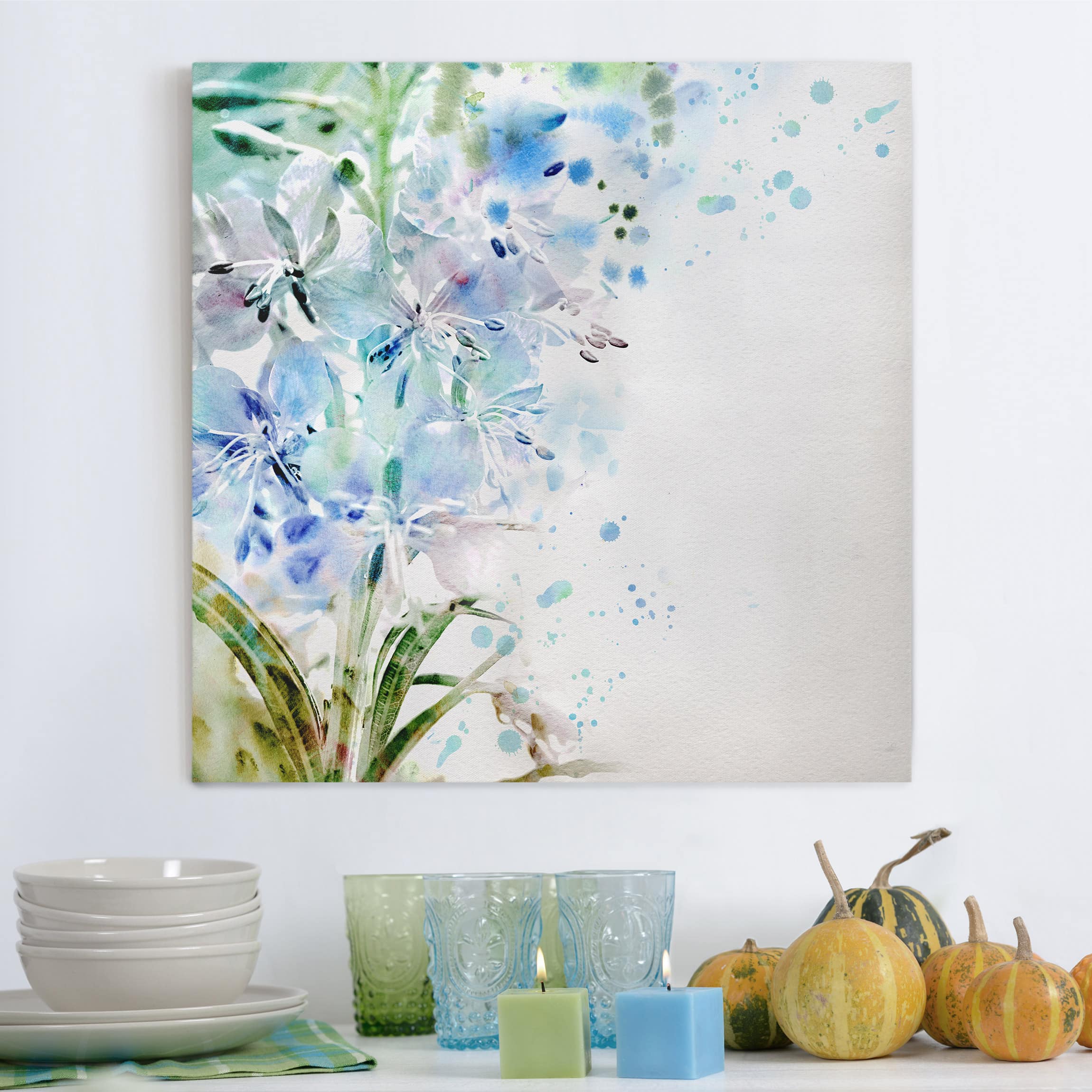 Leinwandbild Blumen Aquarell Blumen Lilien