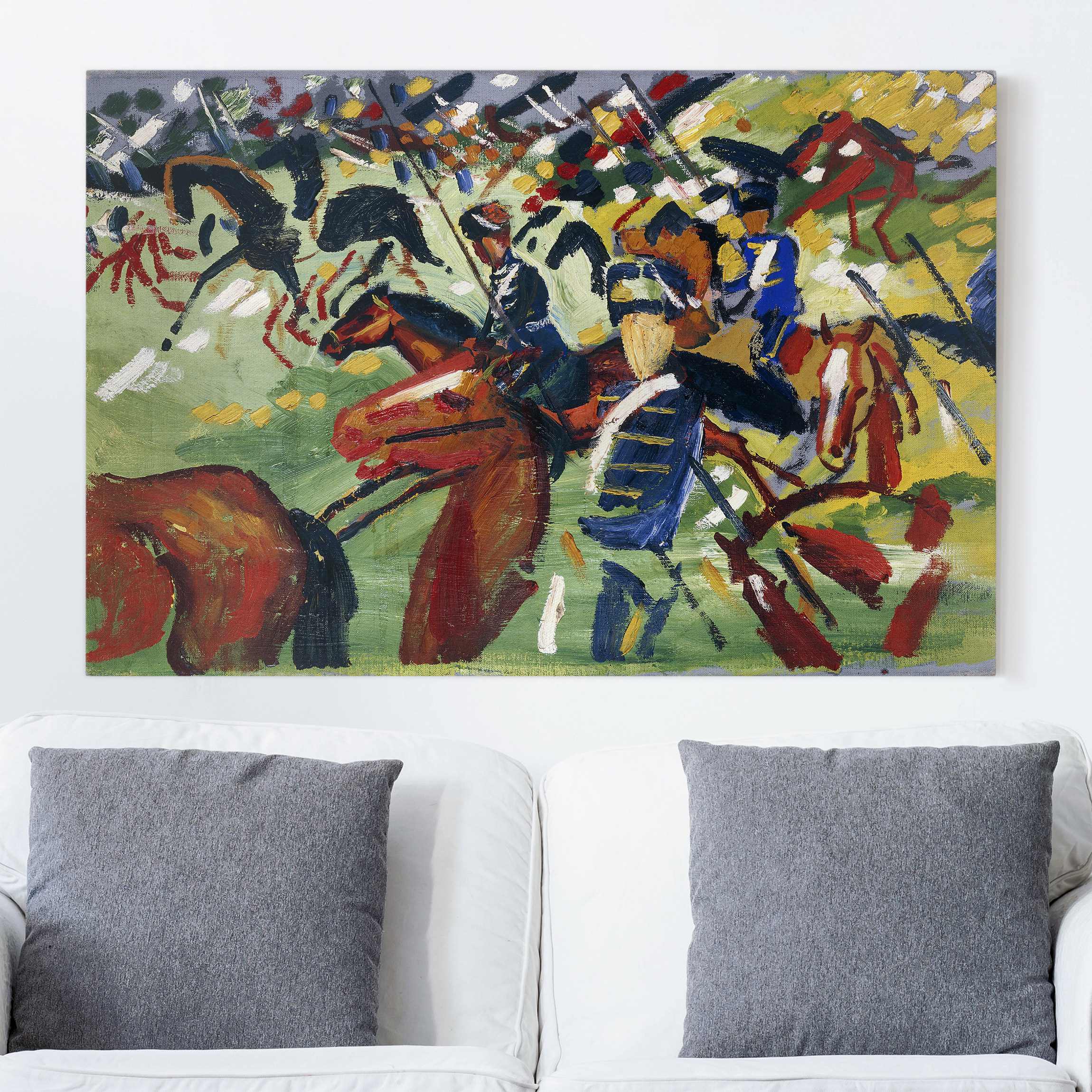 Leinwandbild - Querformat August Macke - Husaren im Aufbruch