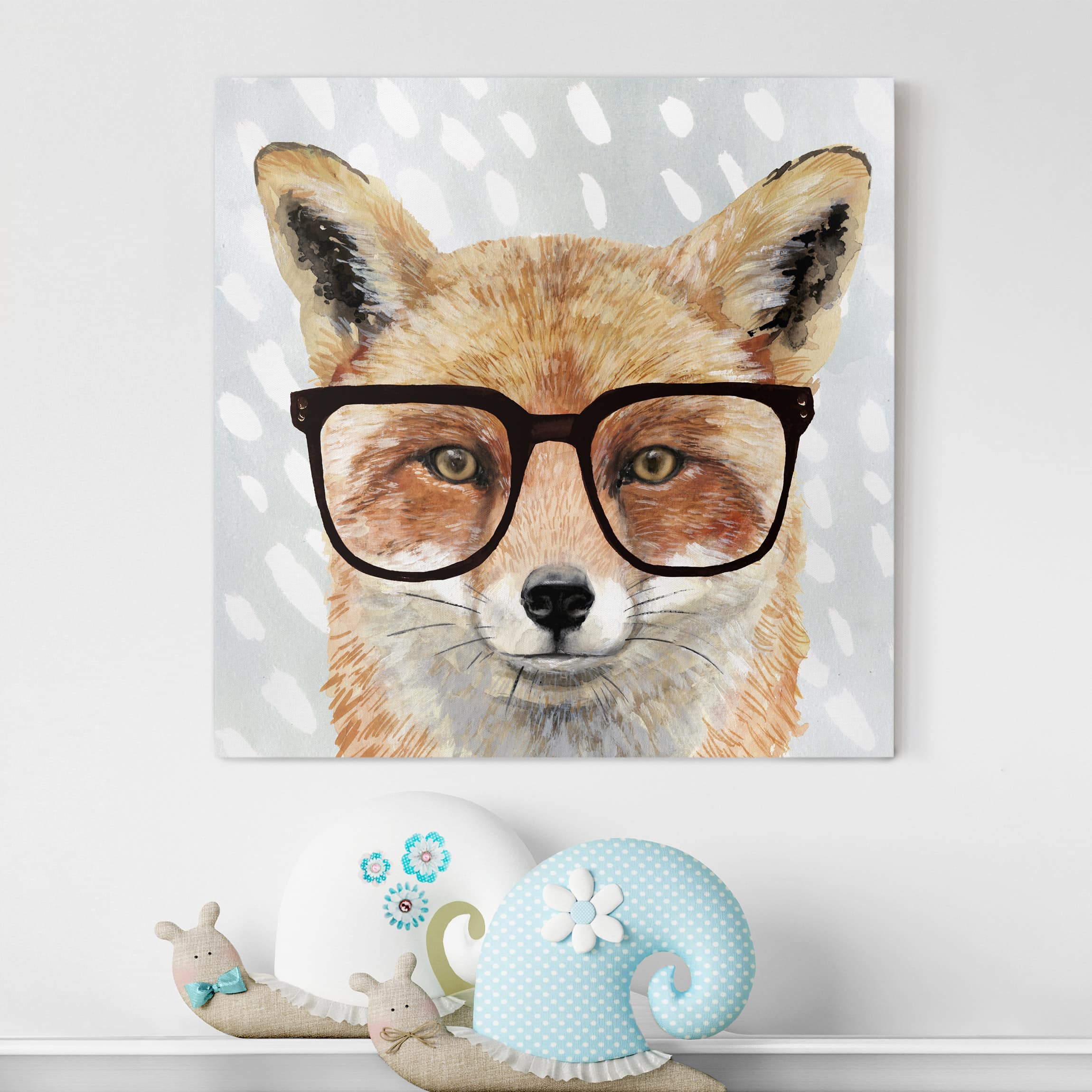 Leinwandbild - Quadrat Bebrillte Tiere - Fuchs