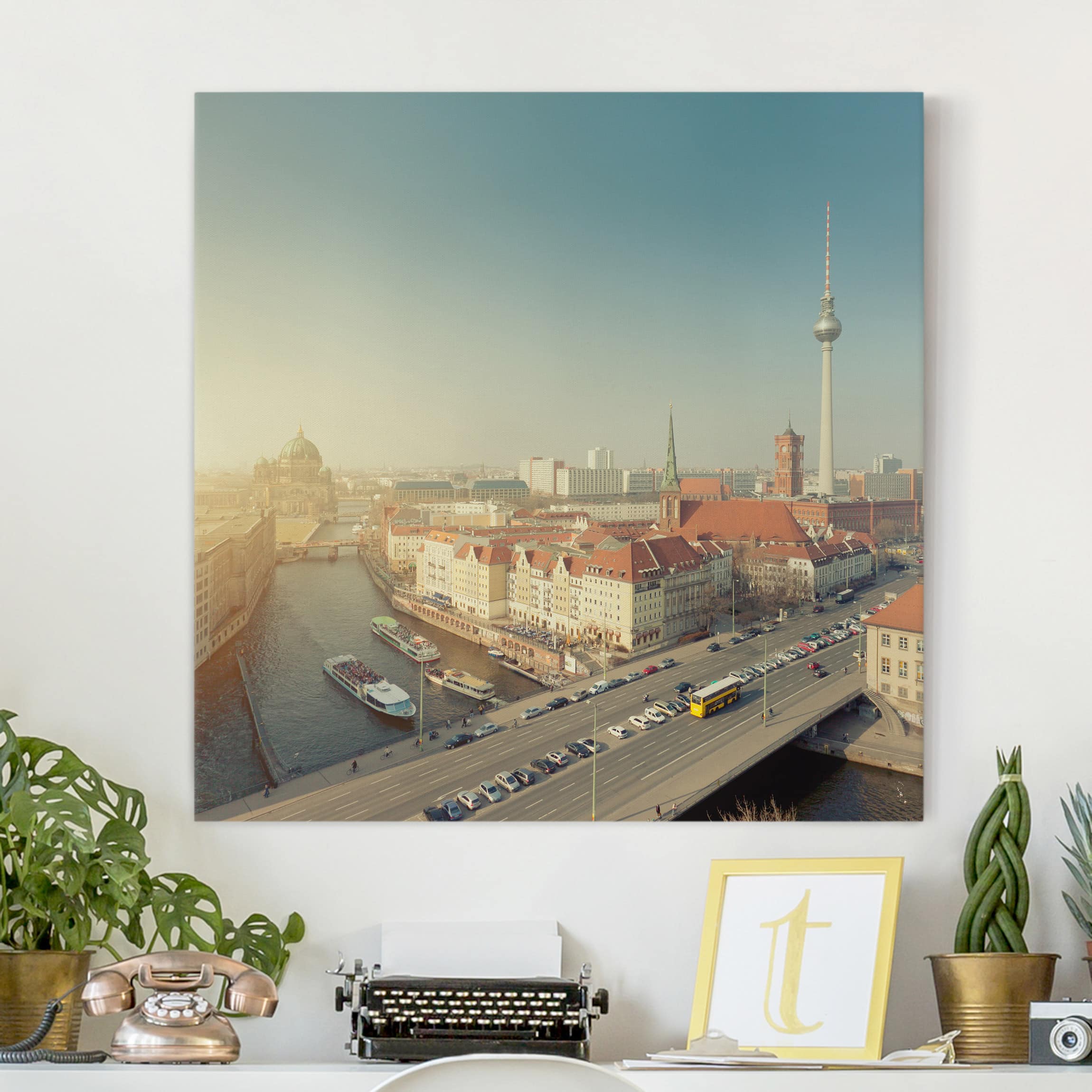 Leinwandbild - Quadrat Berlin am Morgen
