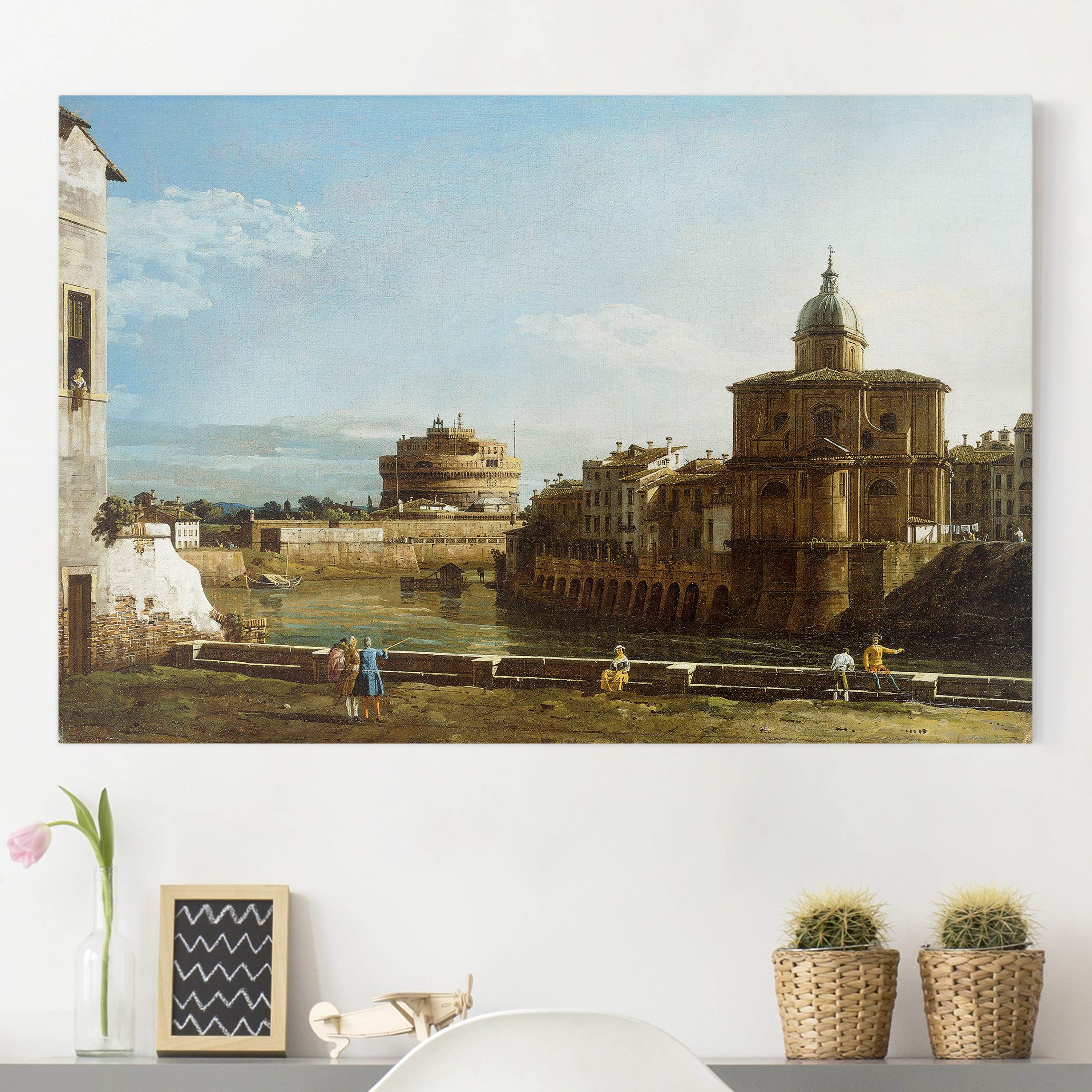 Leinwandbild - Querformat Bernardo Bellotto - Ansicht Roms am Ufer