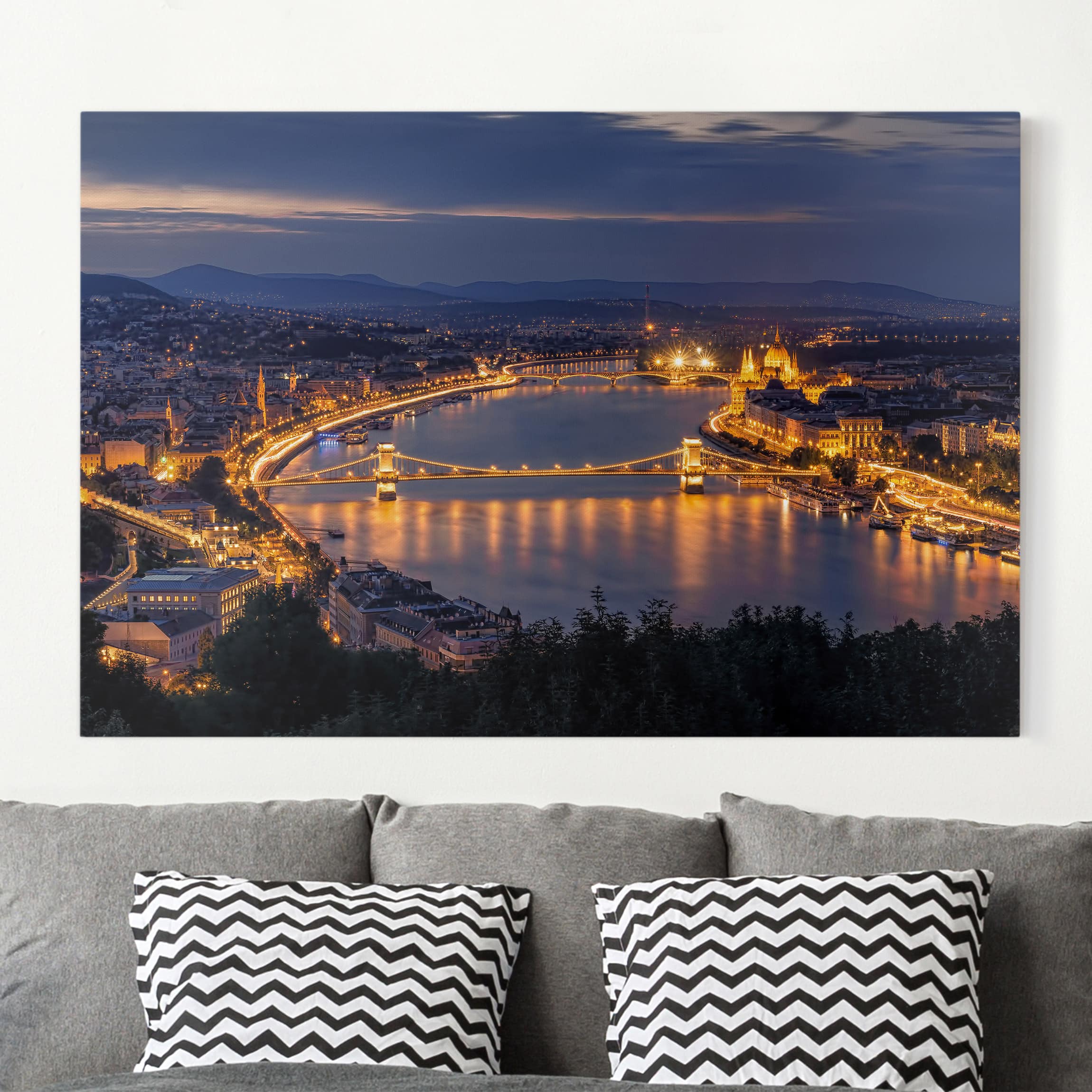 Leinwandbild - Querformat Blick über Budapest