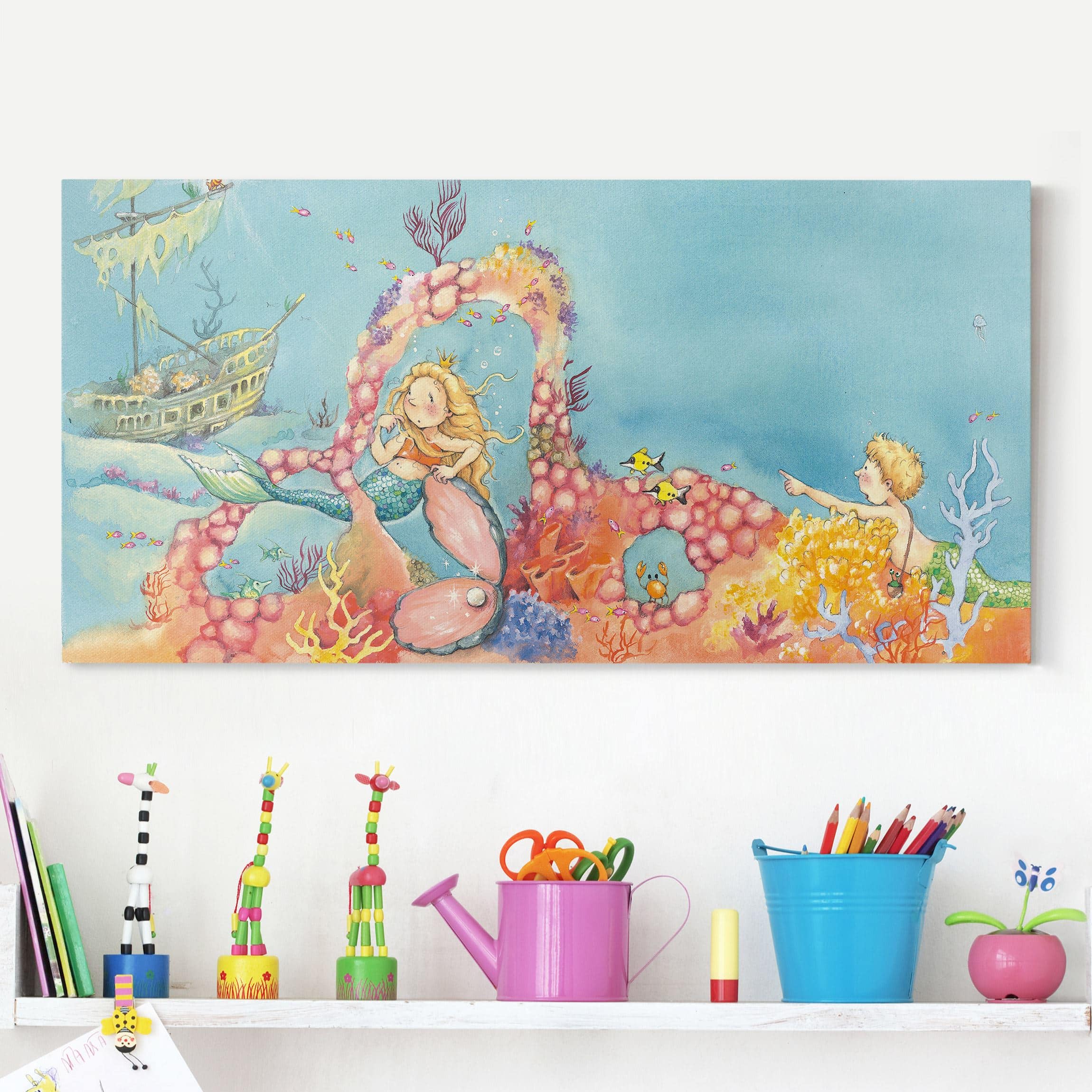 Leinwandbild Kinderzimmer Matilda die kleine Meerjungfrau - Blubber, der Pirat