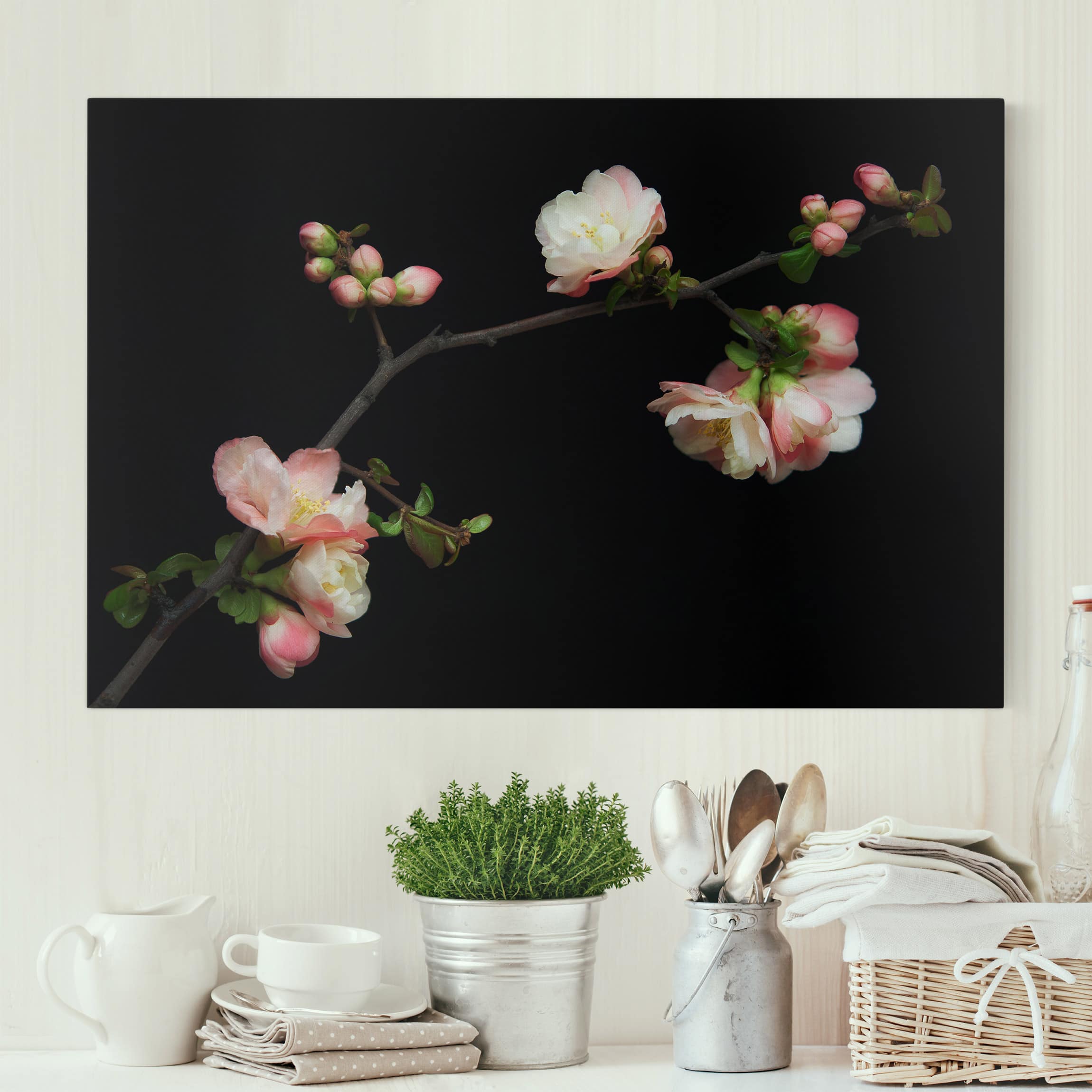Leinwandbild Blumen Blütenzweig Apfelbaum