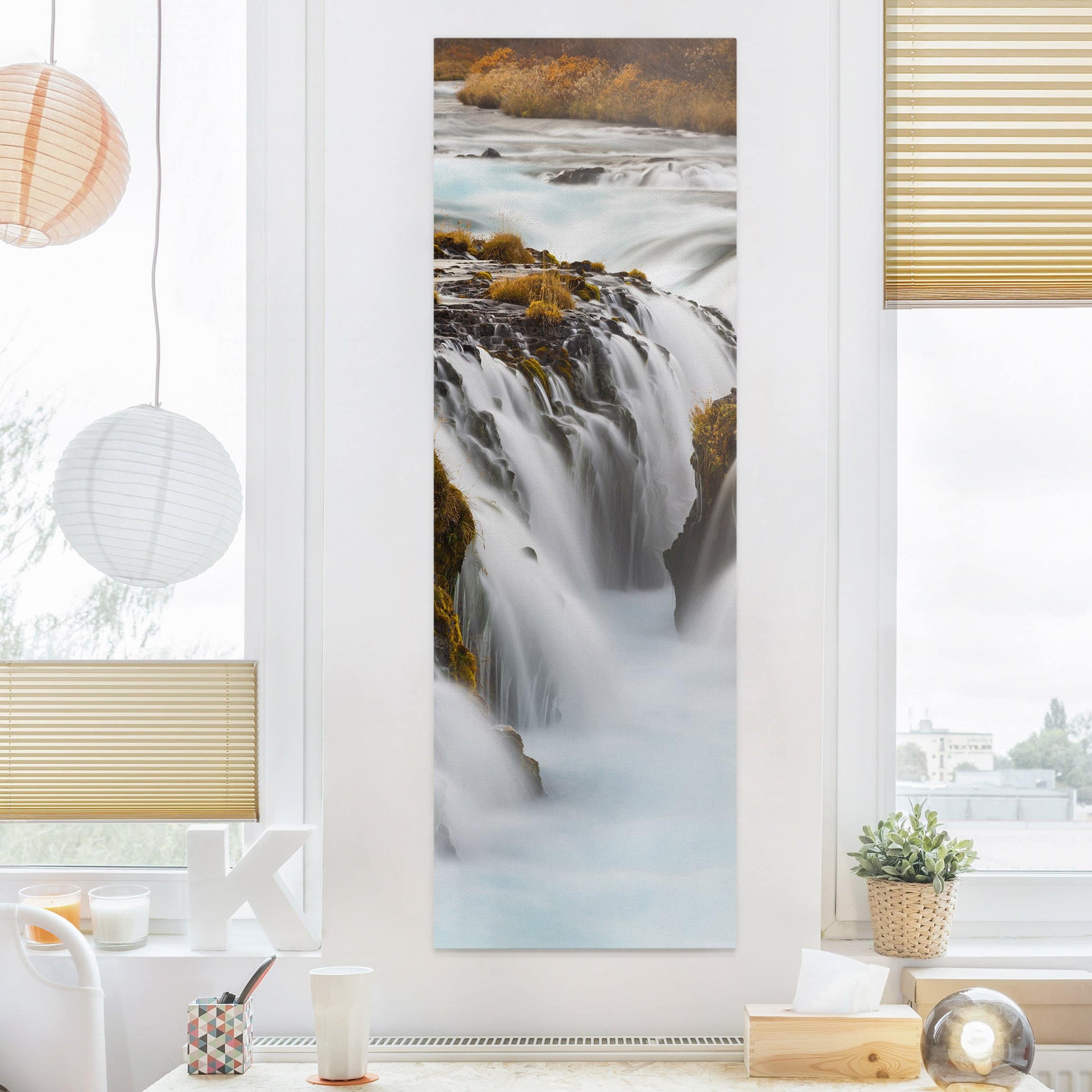 Leinwandbild - Hochformat Brúarfoss Wasserfall in Island
