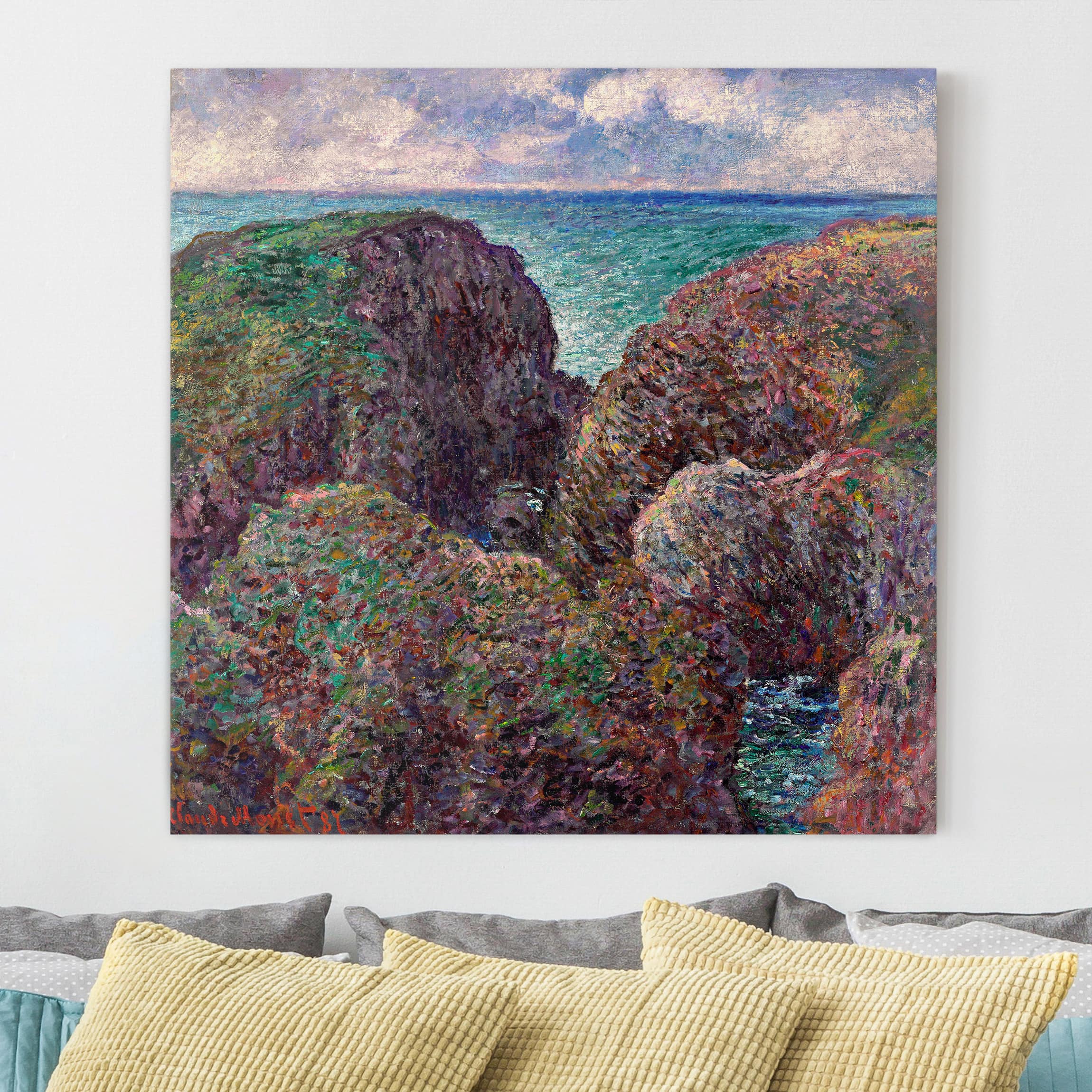 Leinwandbild - Quadrat Claude Monet - Felsengruppe Port-Goulphar