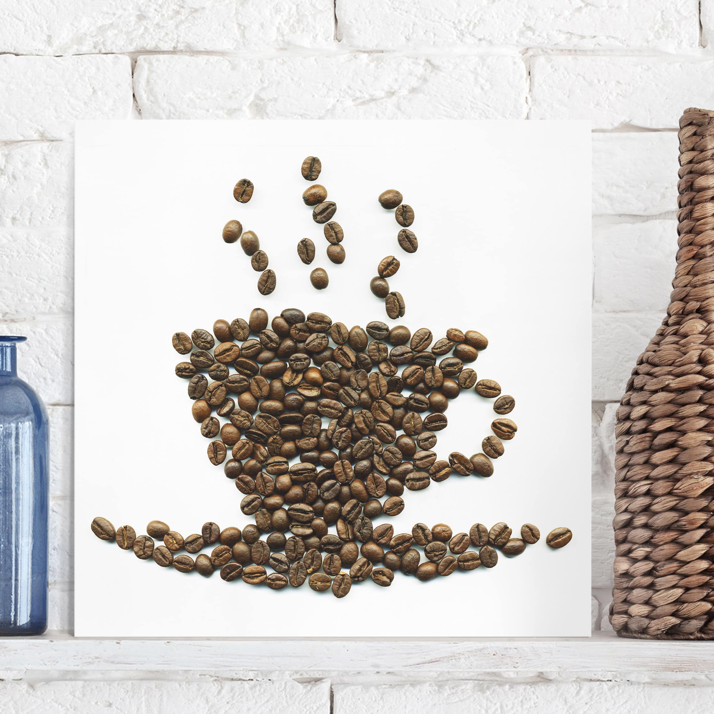 Leinwandbild Küche Coffee Beans Cup