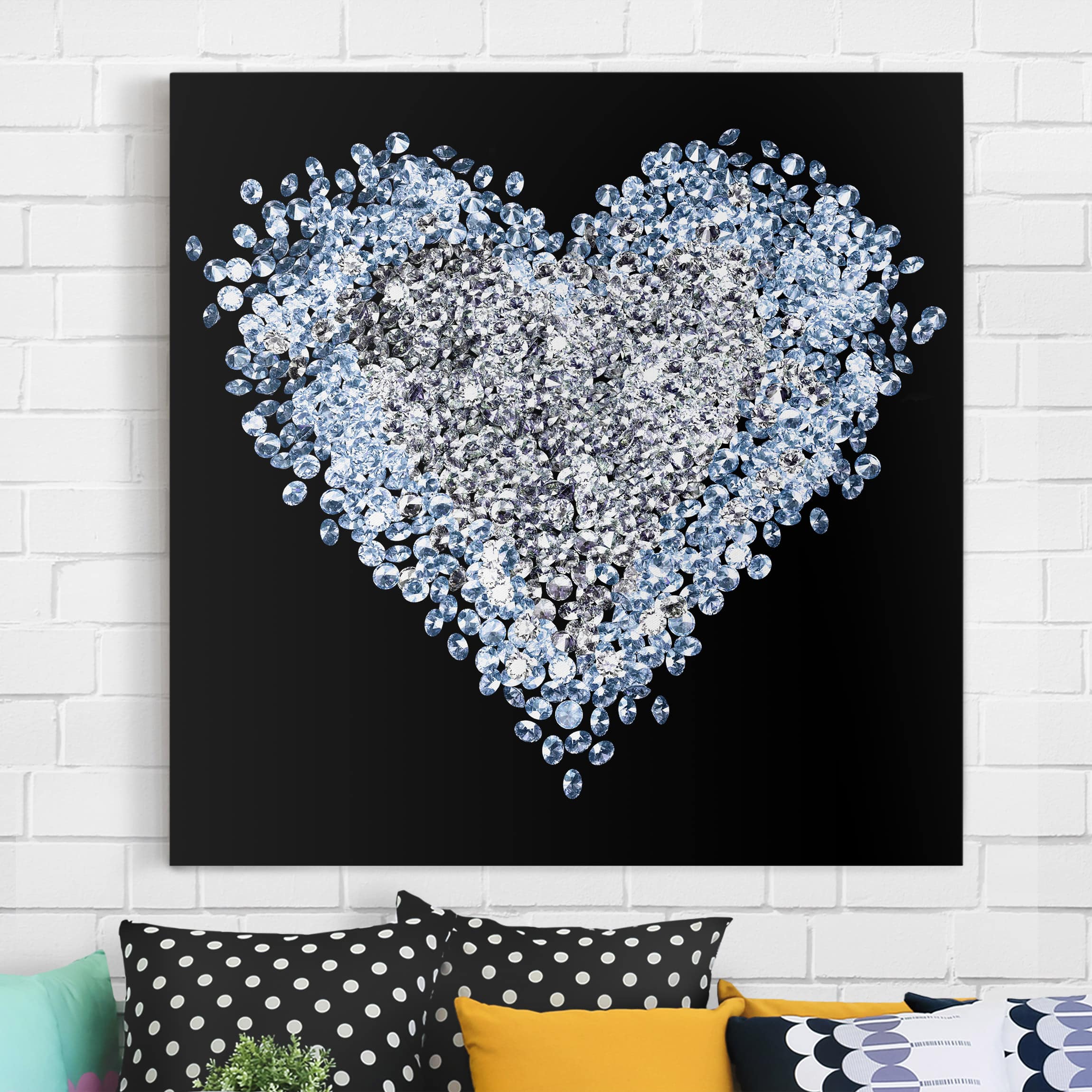 Leinwandbild - Quadrat Diamant Herz