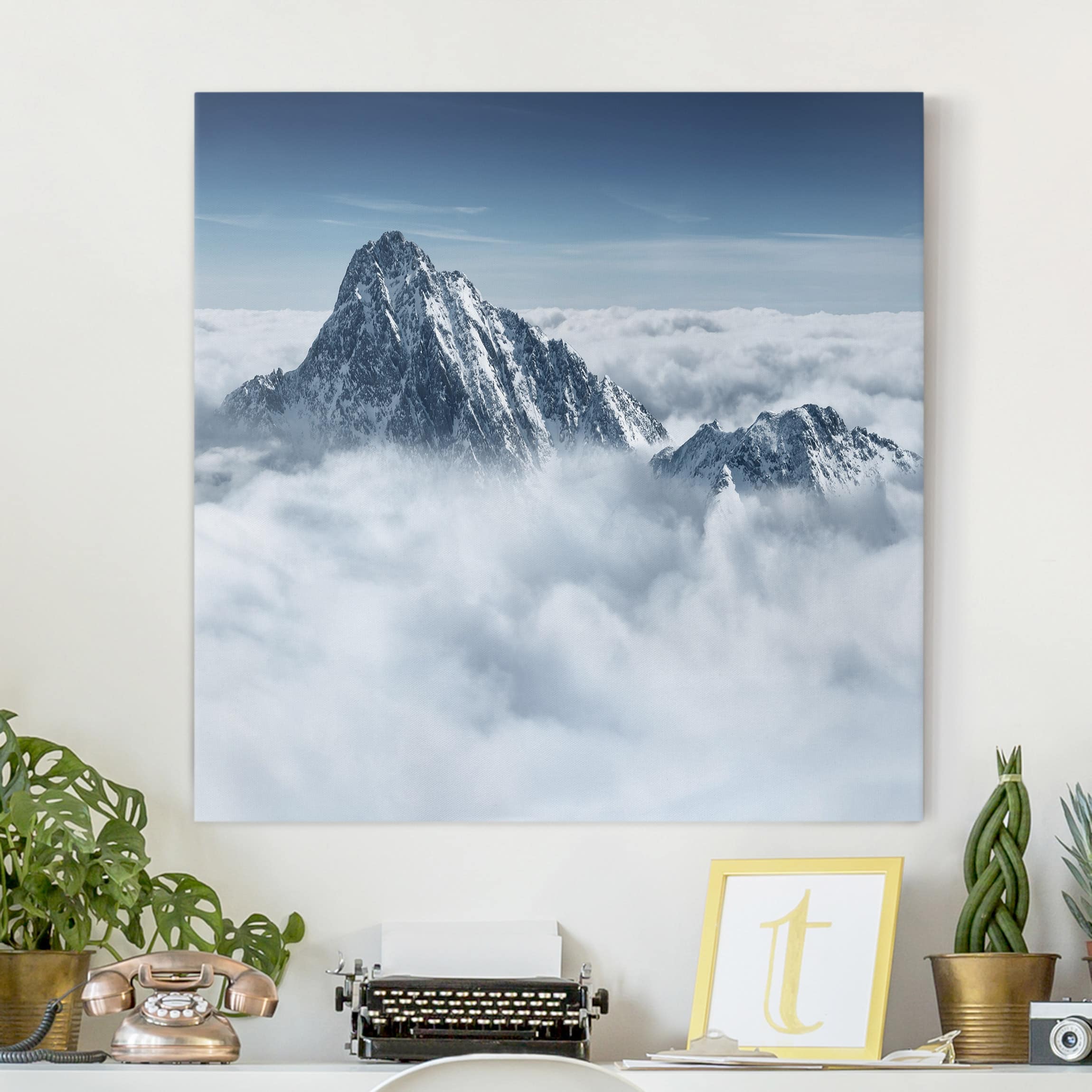 Leinwandbild - Quadrat Die Alpen über den Wolken