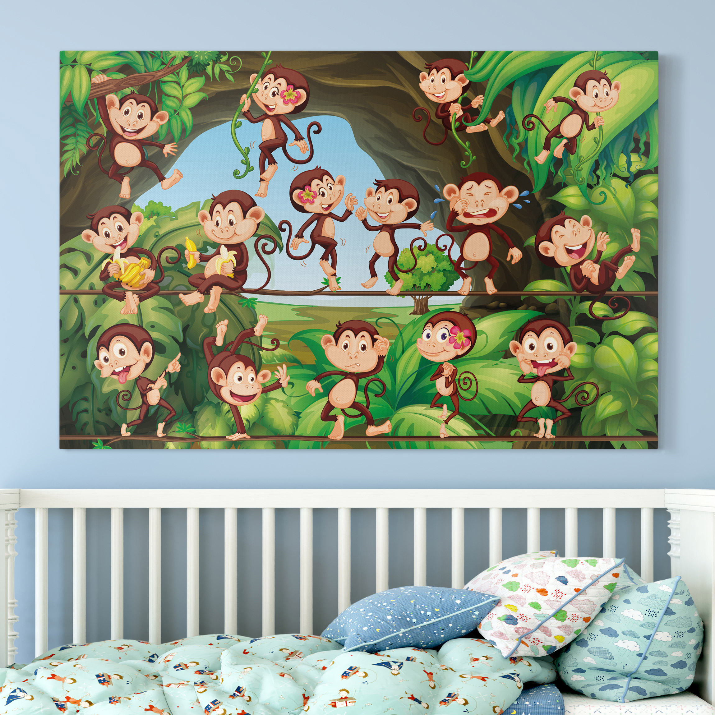 Leinwandbild Kinderzimmer Dschungelaffen