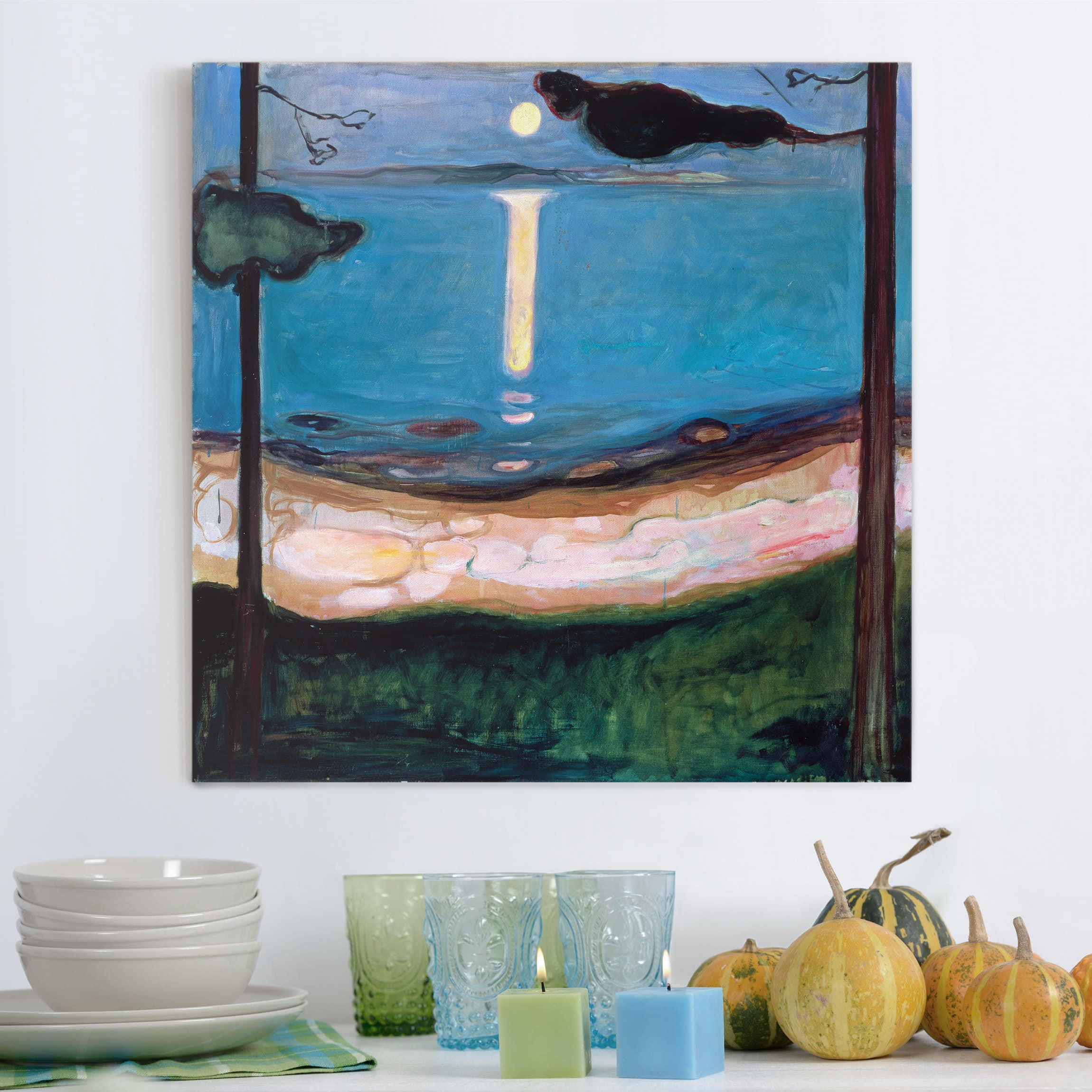 Leinwandbild - Quadrat Edvard Munch - Mondnacht