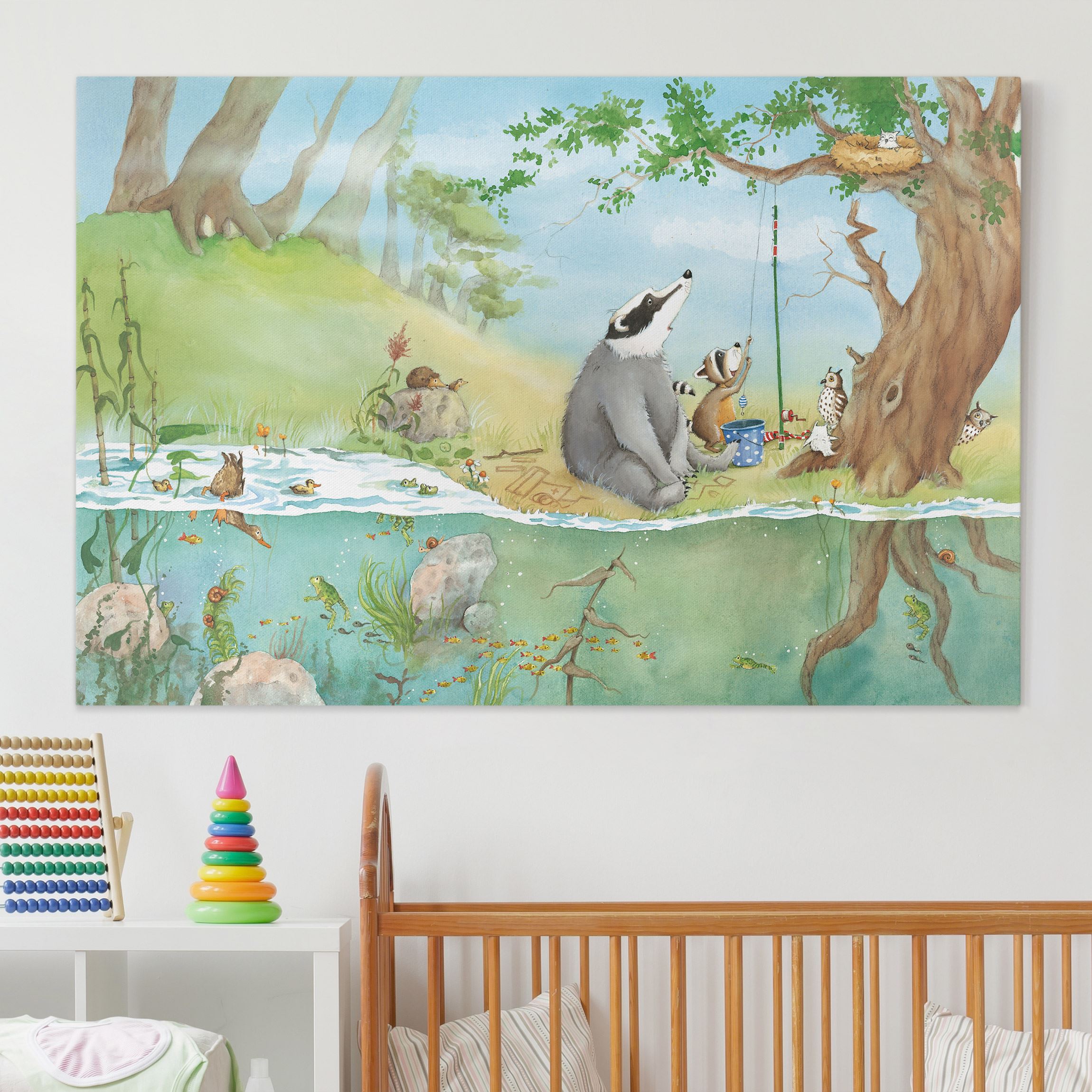 Leinwandbild Kinderzimmer Wassili Waschbär - Ein Fahrstuhl für Elsa