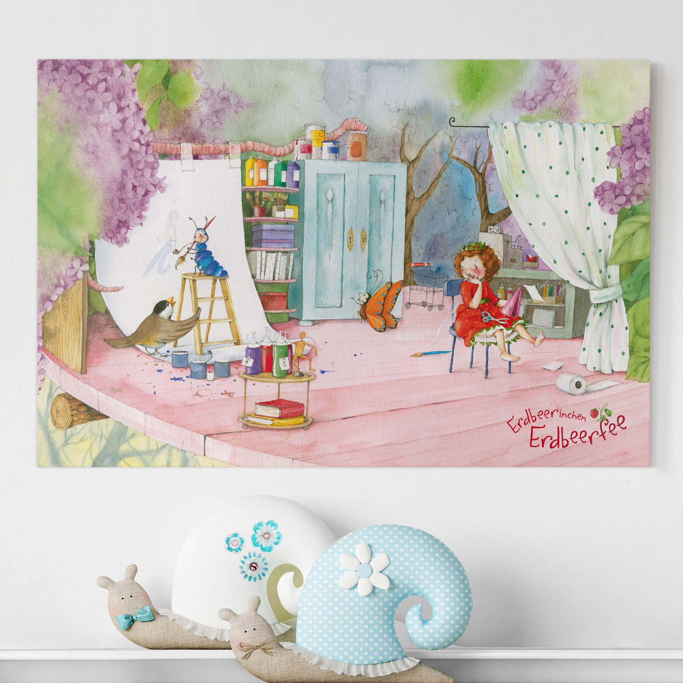 Leinwandbild Kinderzimmer Erdbeerinchen Erdbeerfee - Bastelstunde