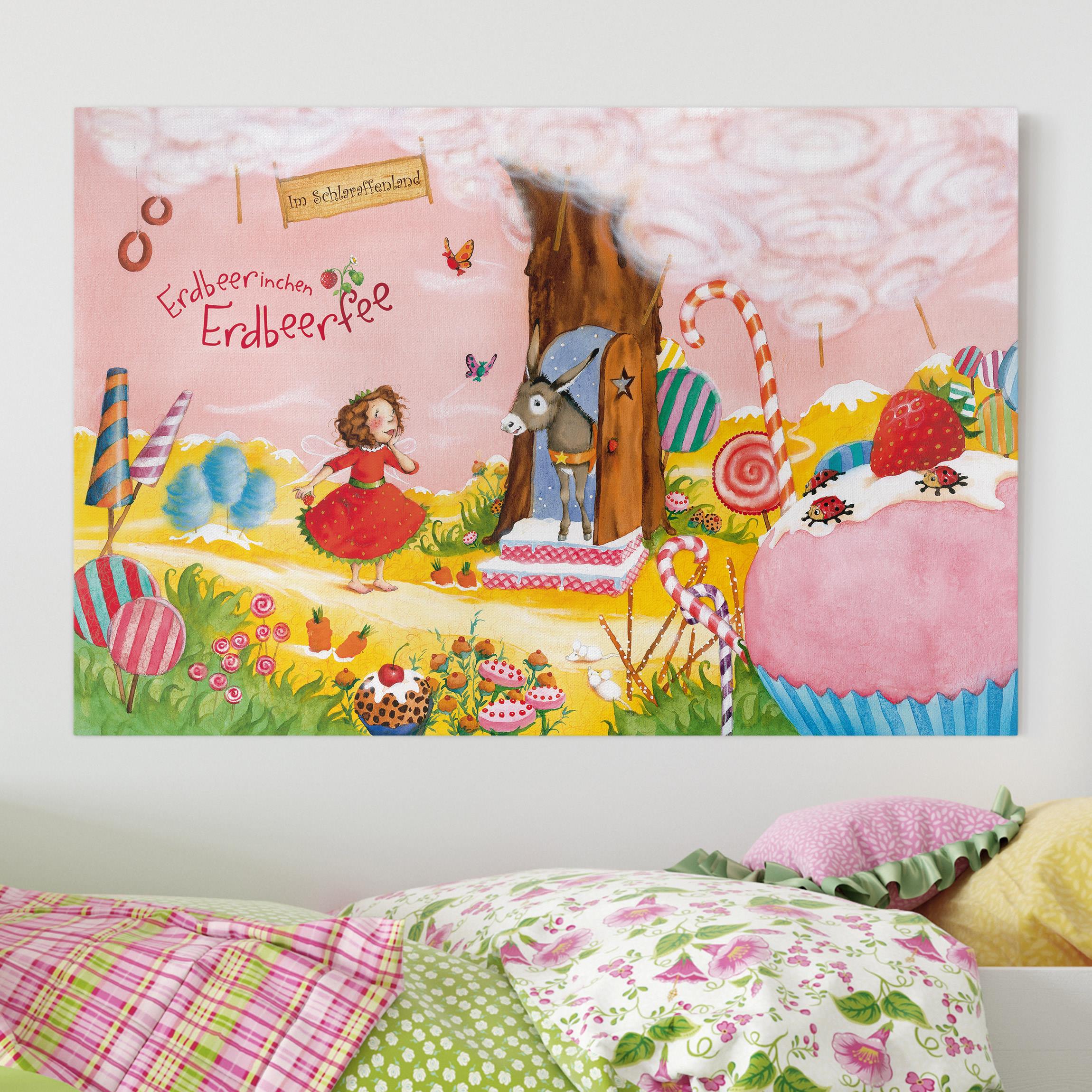 Leinwandbild Kinderzimmer Erdbeerinchen Erdbeerfee - Schlaraffenland