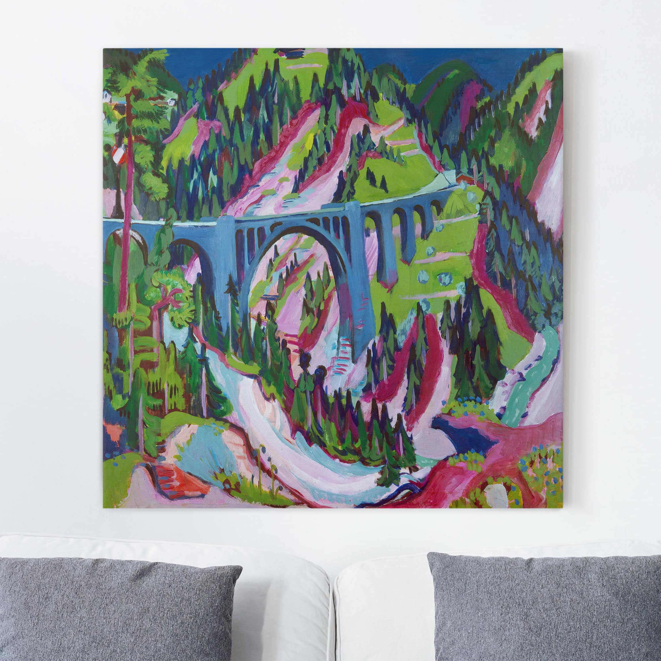 Leinwandbild - Quadrat Ernst Ludwig Kirchner - Brücke bei Wiesen