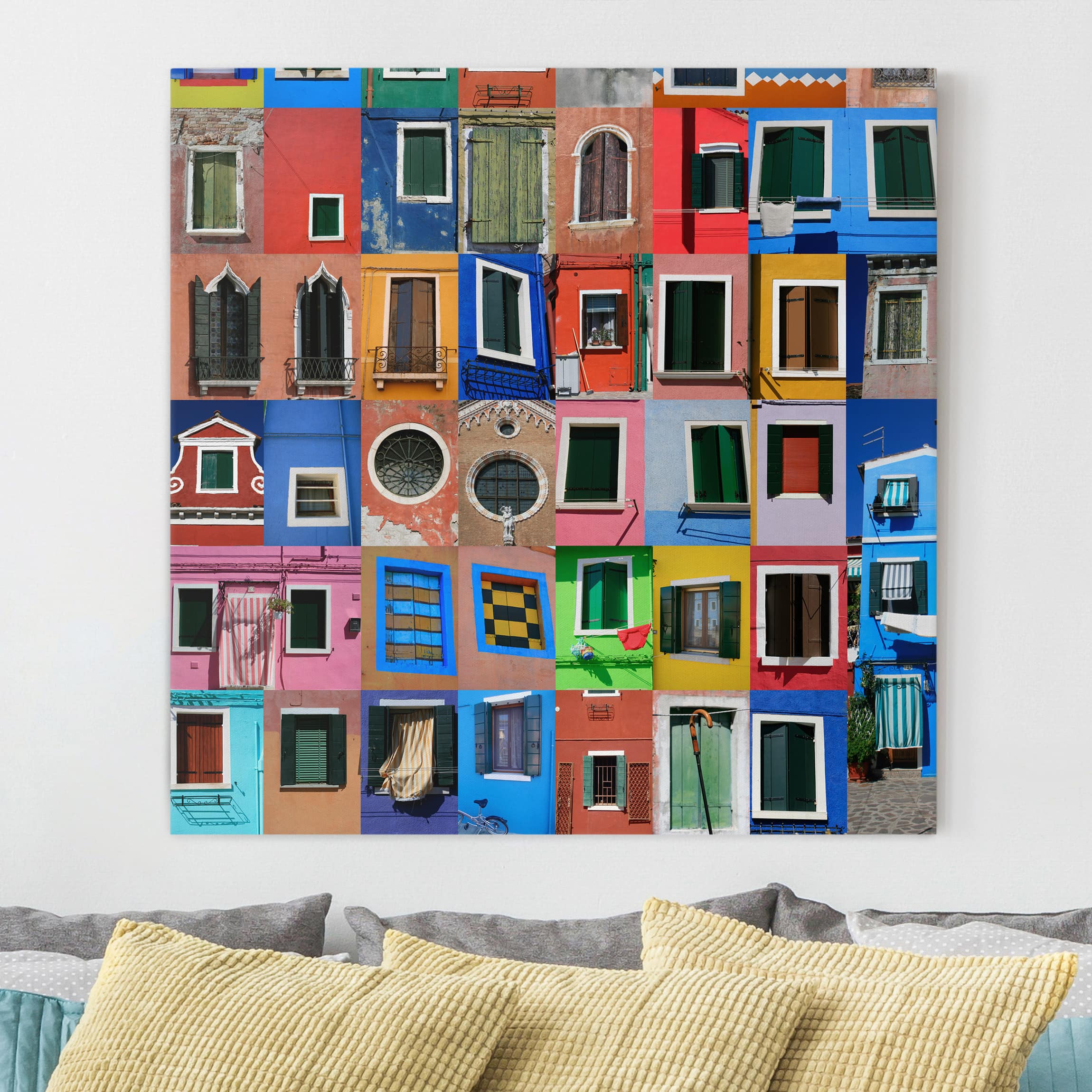 Leinwandbild - Quadrat Fenster der Welt