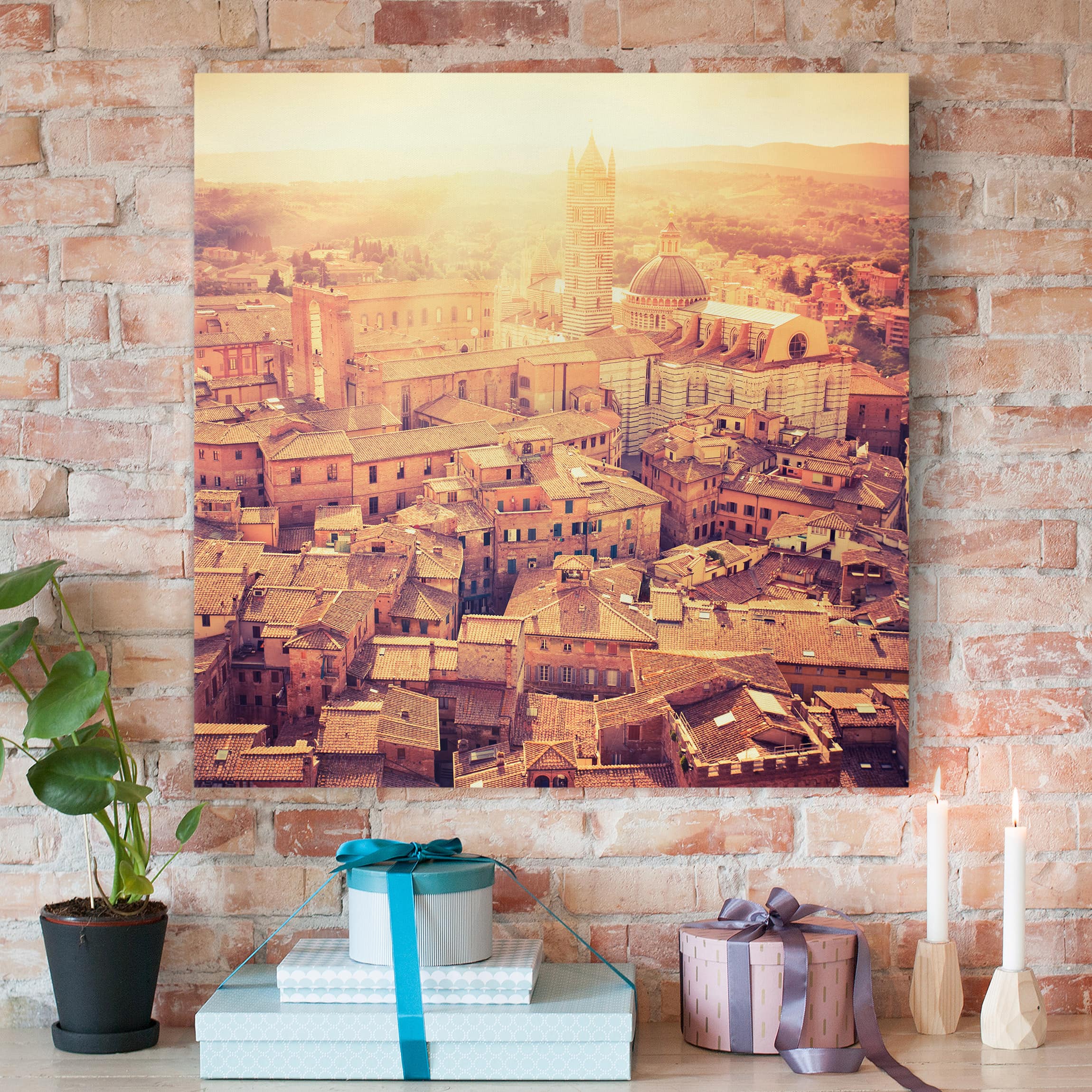 Leinwandbild - Quadrat Fiery Siena