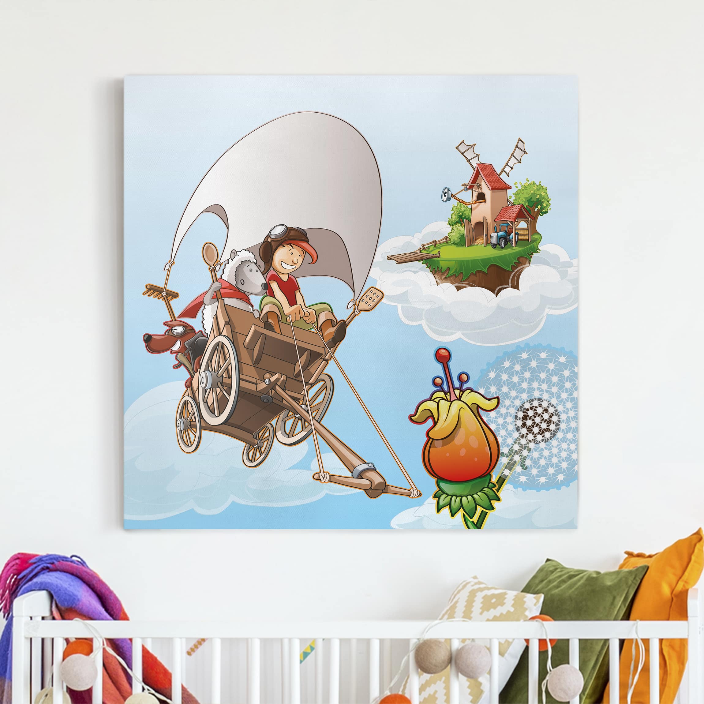 Leinwandbild Kinderzimmer Fliegender Bauernhof Heuwagenfahrt