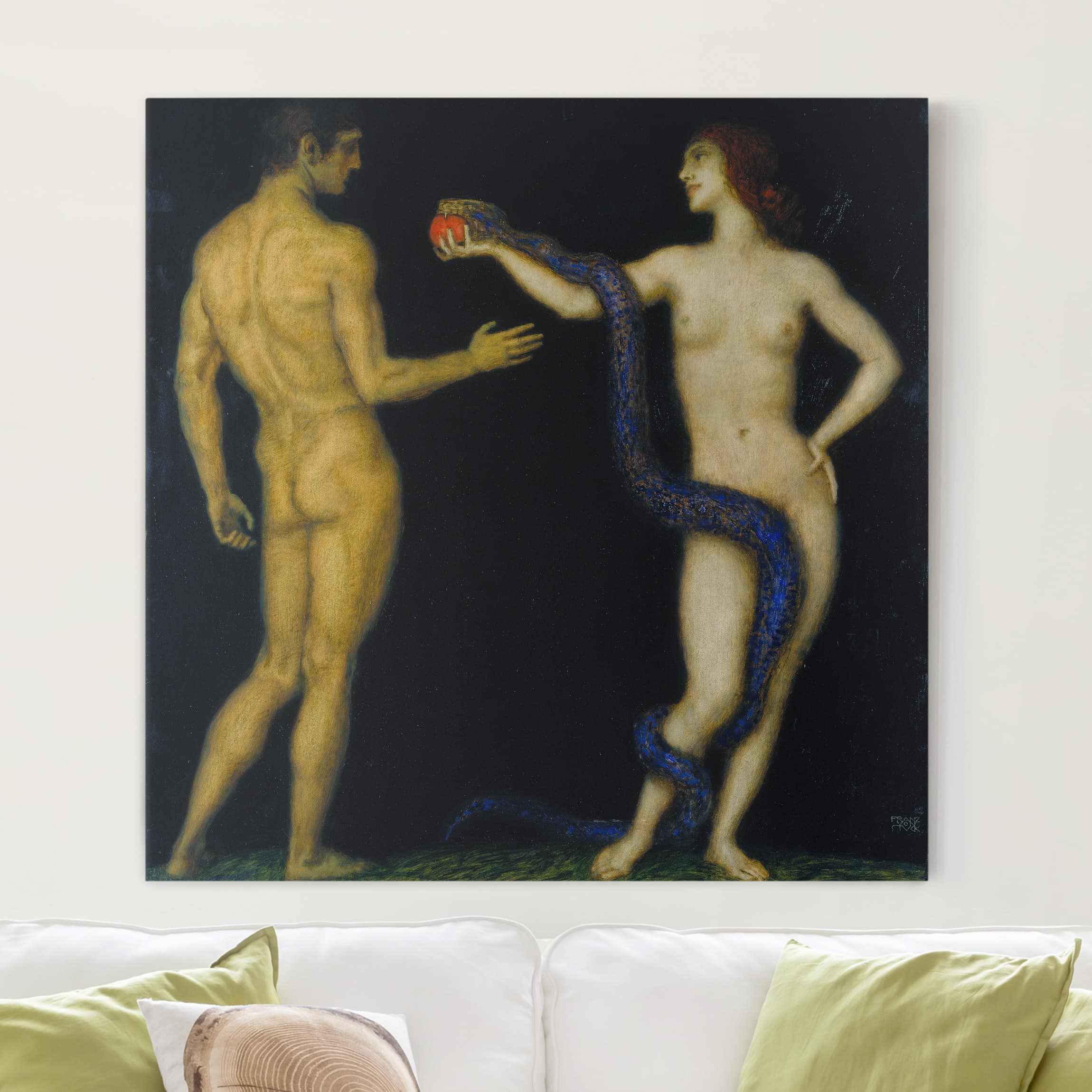 Leinwandbild - Quadrat Franz von Stuck - Adam und Eva