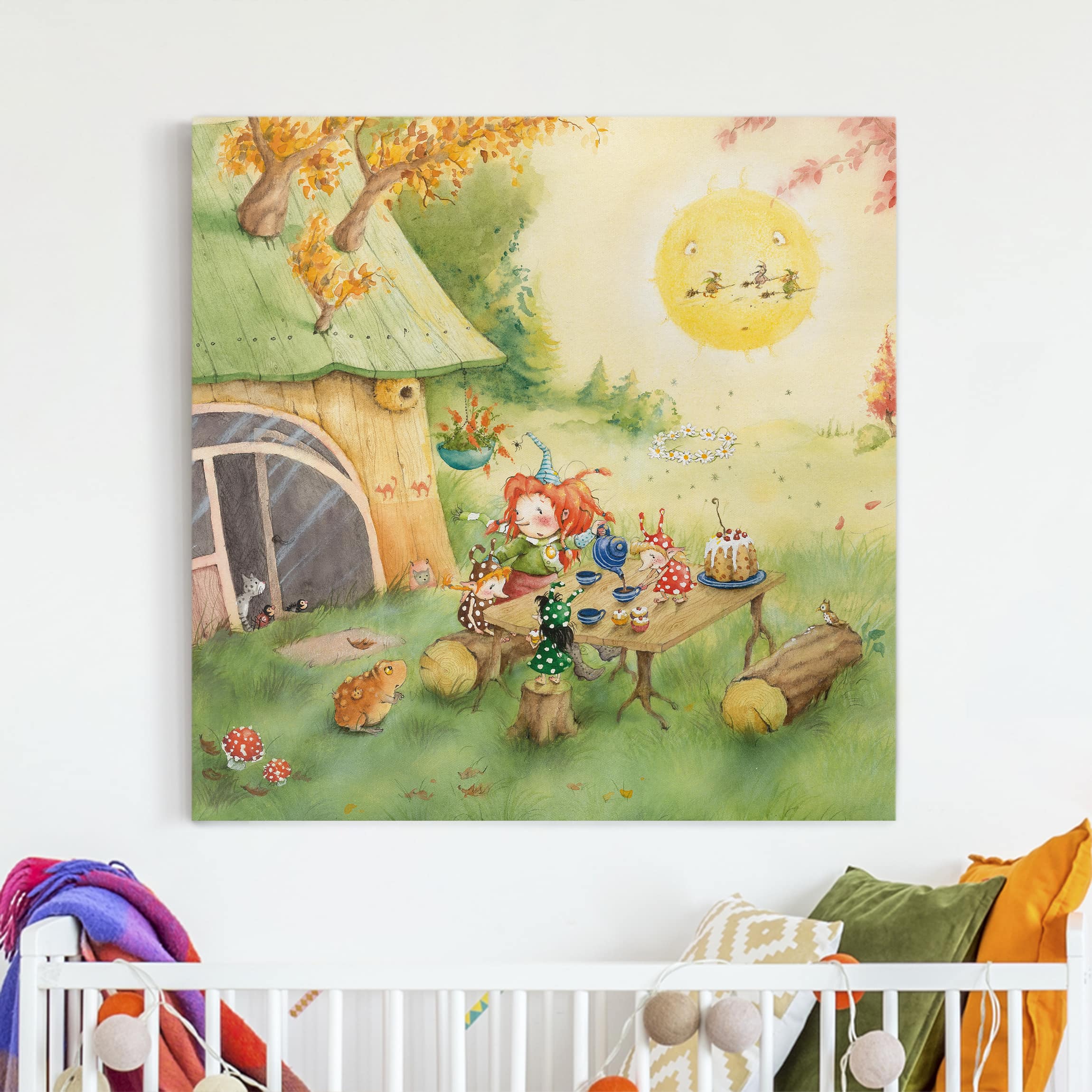 Leinwandbild Kinderzimmer Frida die kleine Waldhexe - Frida frühstückt