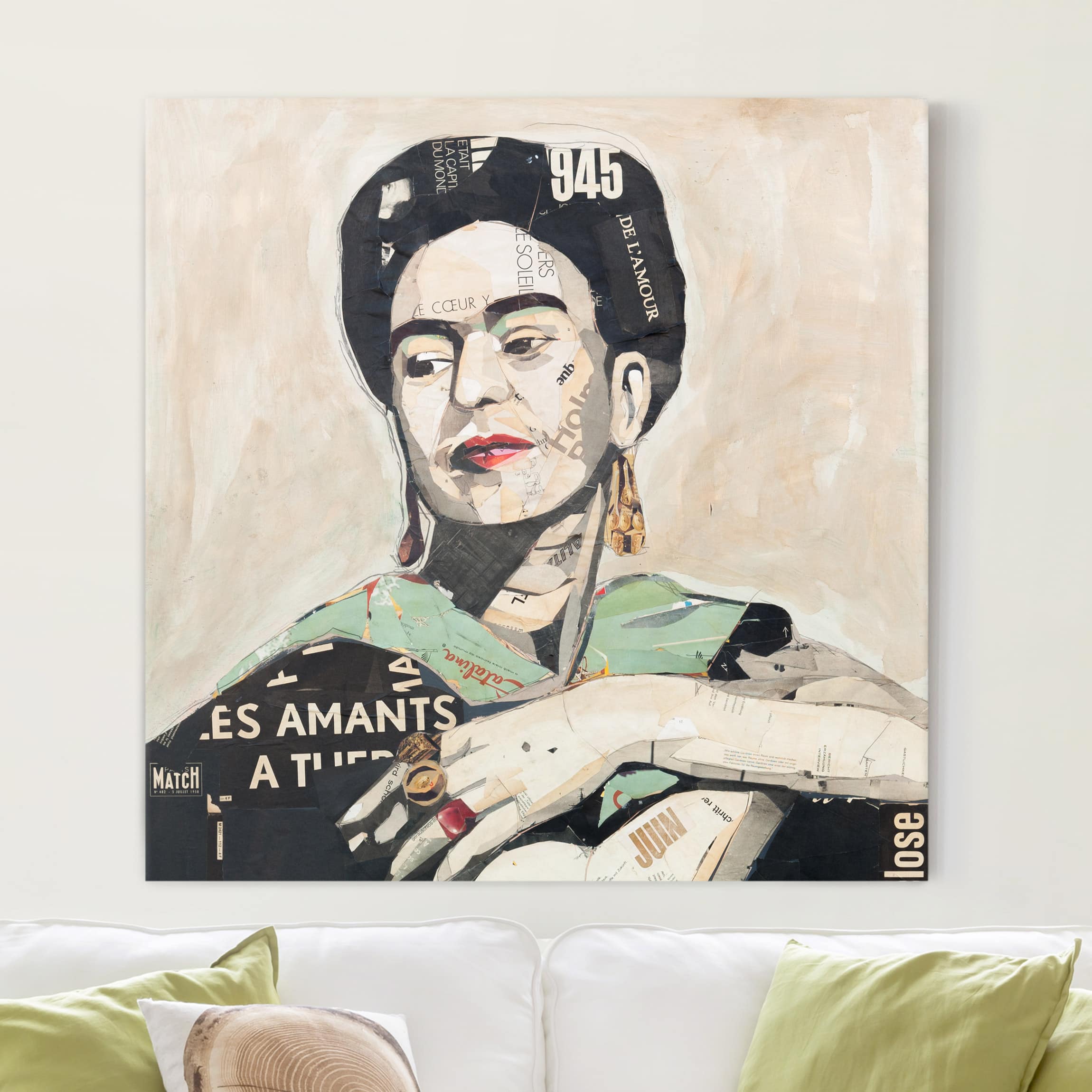 Leinwandbild - Quadrat Frida Kahlo - Collage No.4