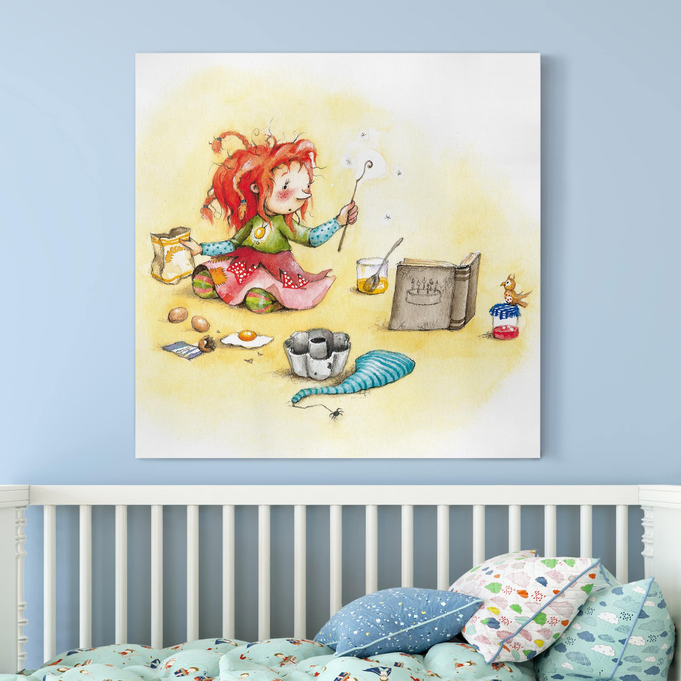 Leinwandbild Kinderzimmer Frida die kleine Waldhexe - Fridas zauberhafte Bäckerei