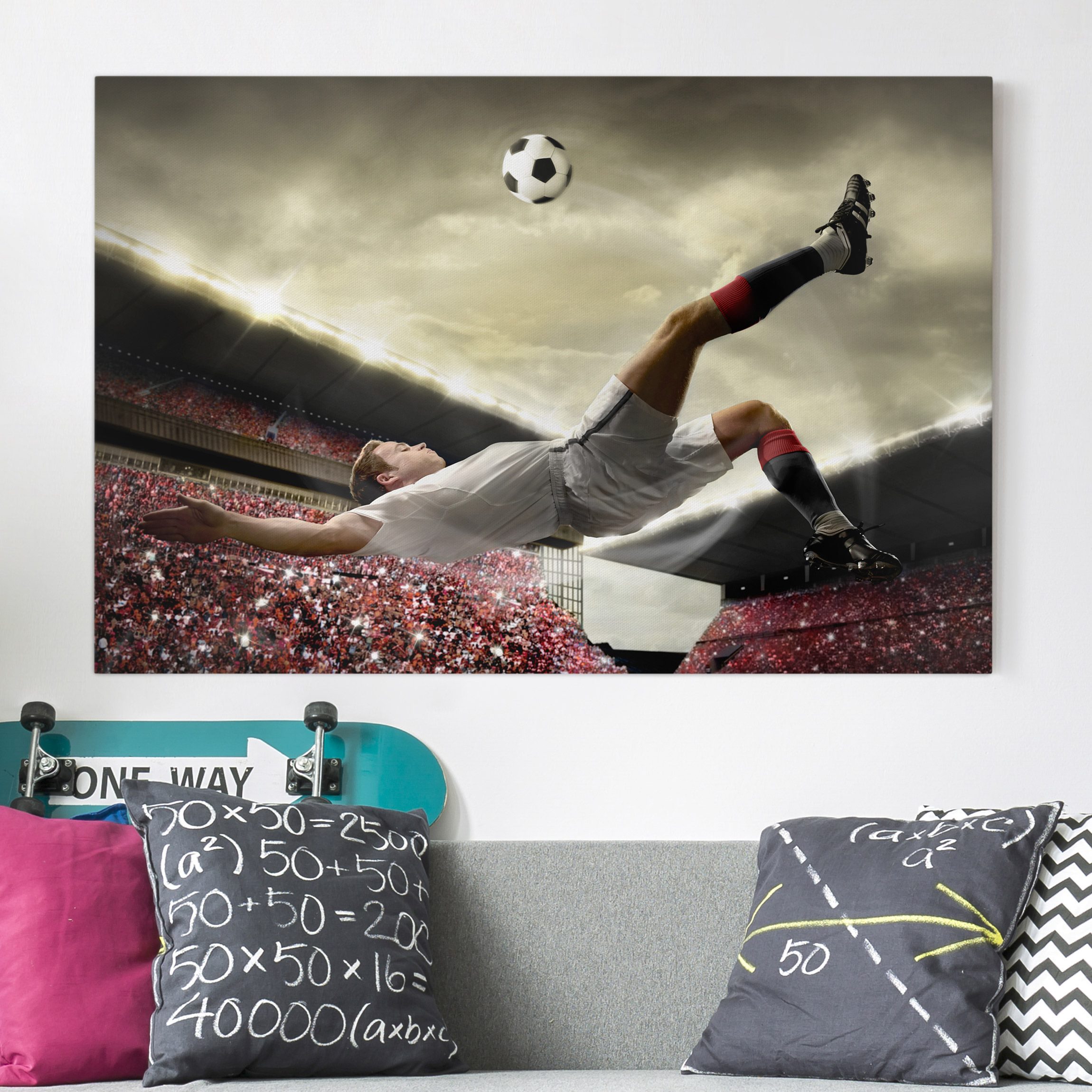 Leinwandbild - Querformat Fußball Action