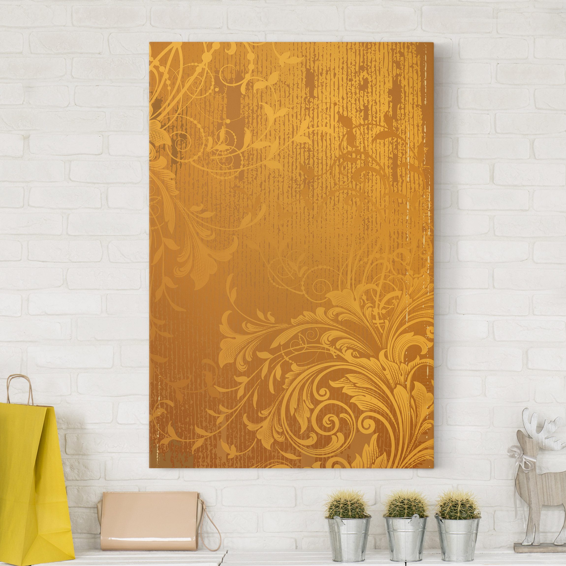 Leinwandbild - Hochformat Goldene Flora