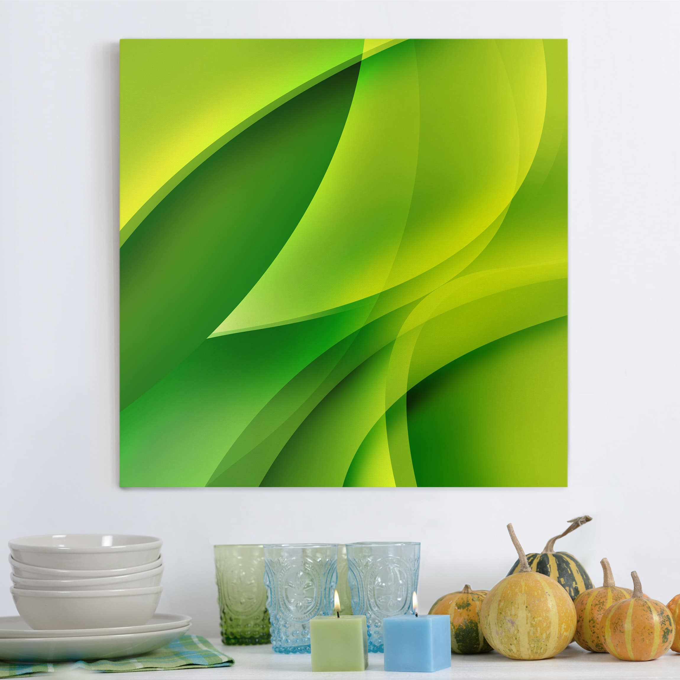 Leinwandbild - Quadrat Green Composition