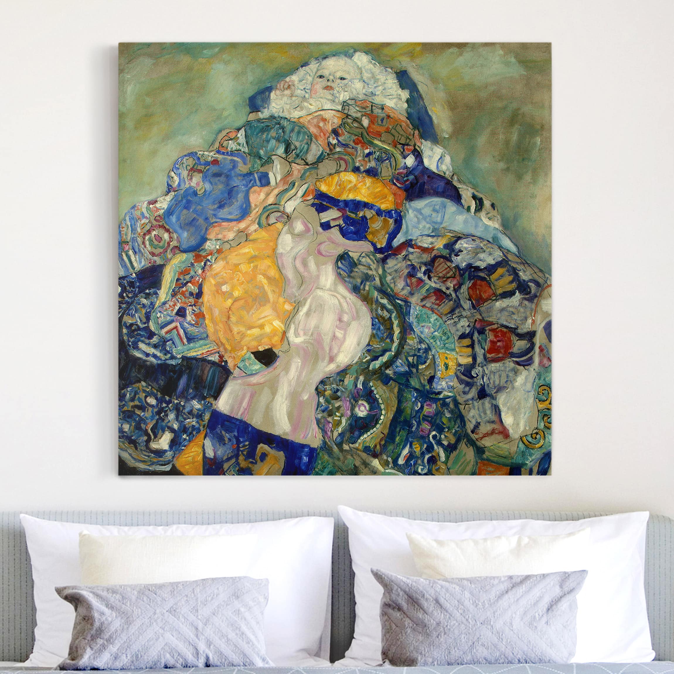 Leinwandbild - Quadrat Gustav Klimt - Baby (Wiege)
