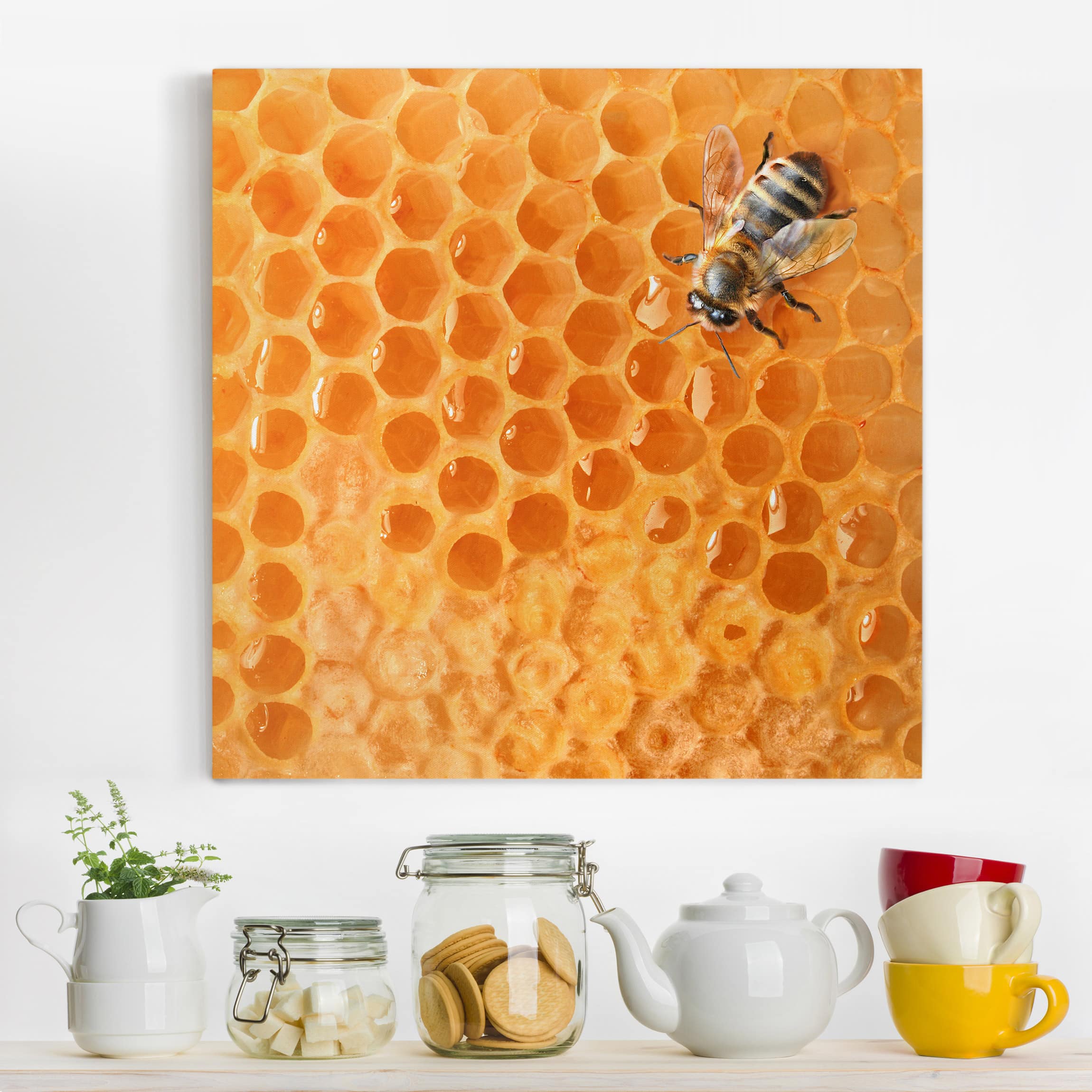 Leinwandbild - Quadrat Honey Bee