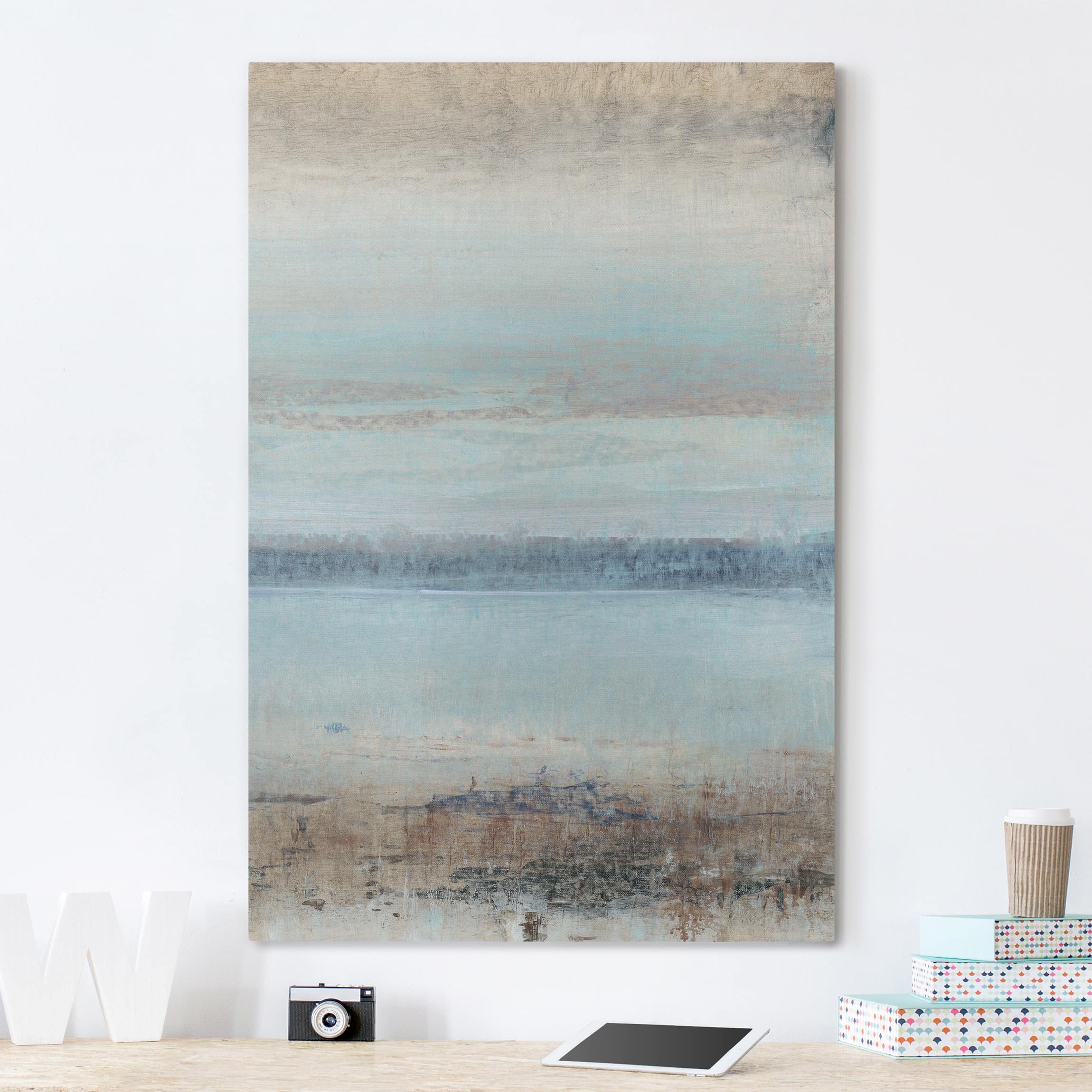Leinwandbild - Hochformat Horizont über Blau II