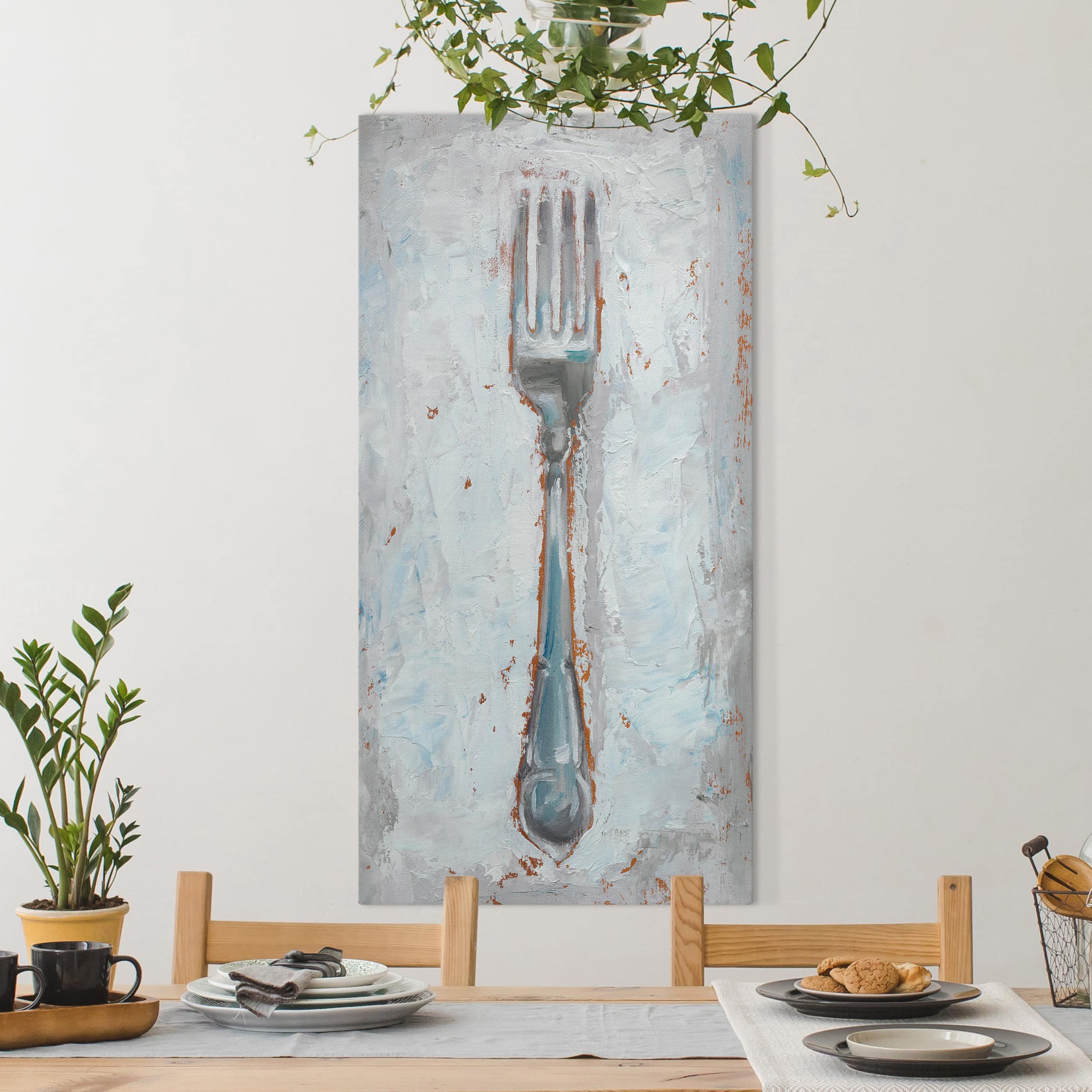 Leinwandbild - Hochformat Impressionistisches Besteck - Gabel