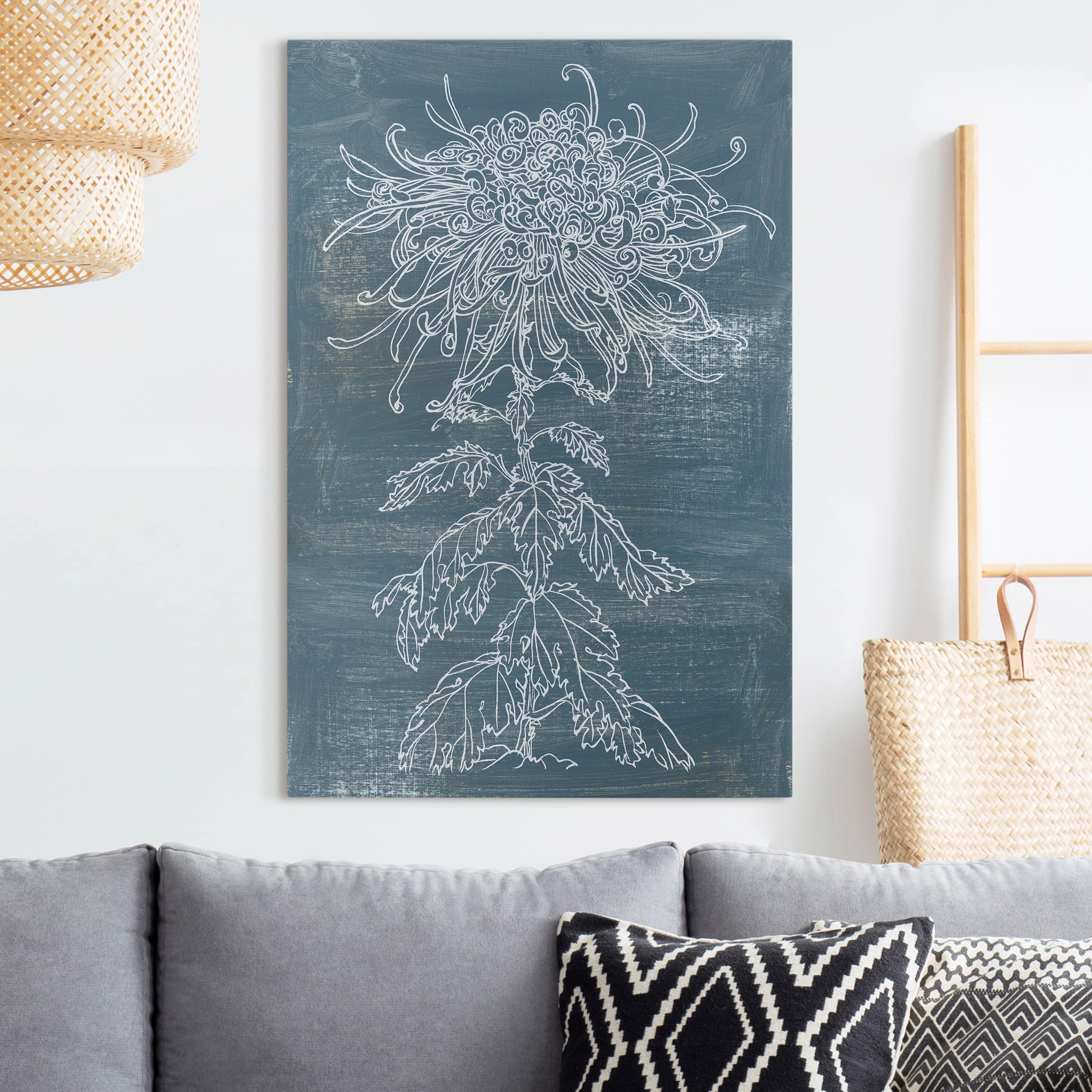 Leinwandbild Botanik Indigo-Pflanzen I