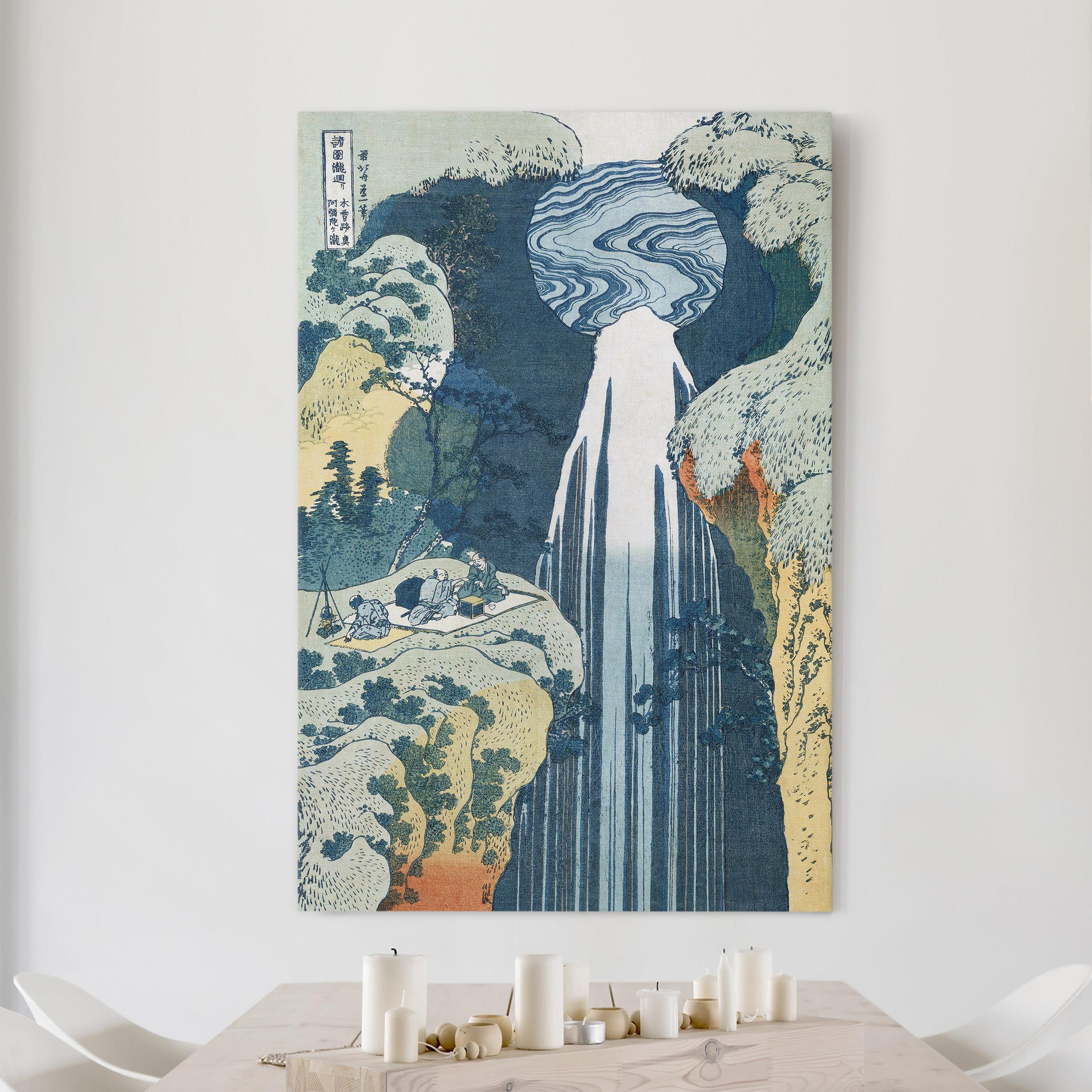 Leinwandbild - Hochformat Katsushika Hokusai - Der Wasserfall von Amida