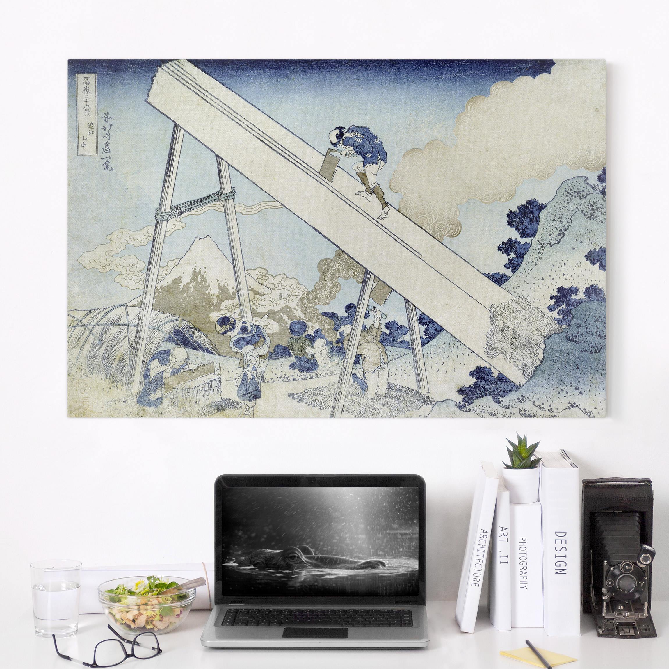 Leinwandbild - Querformat Katsushika Hokusai - In den Totomi Bergen
