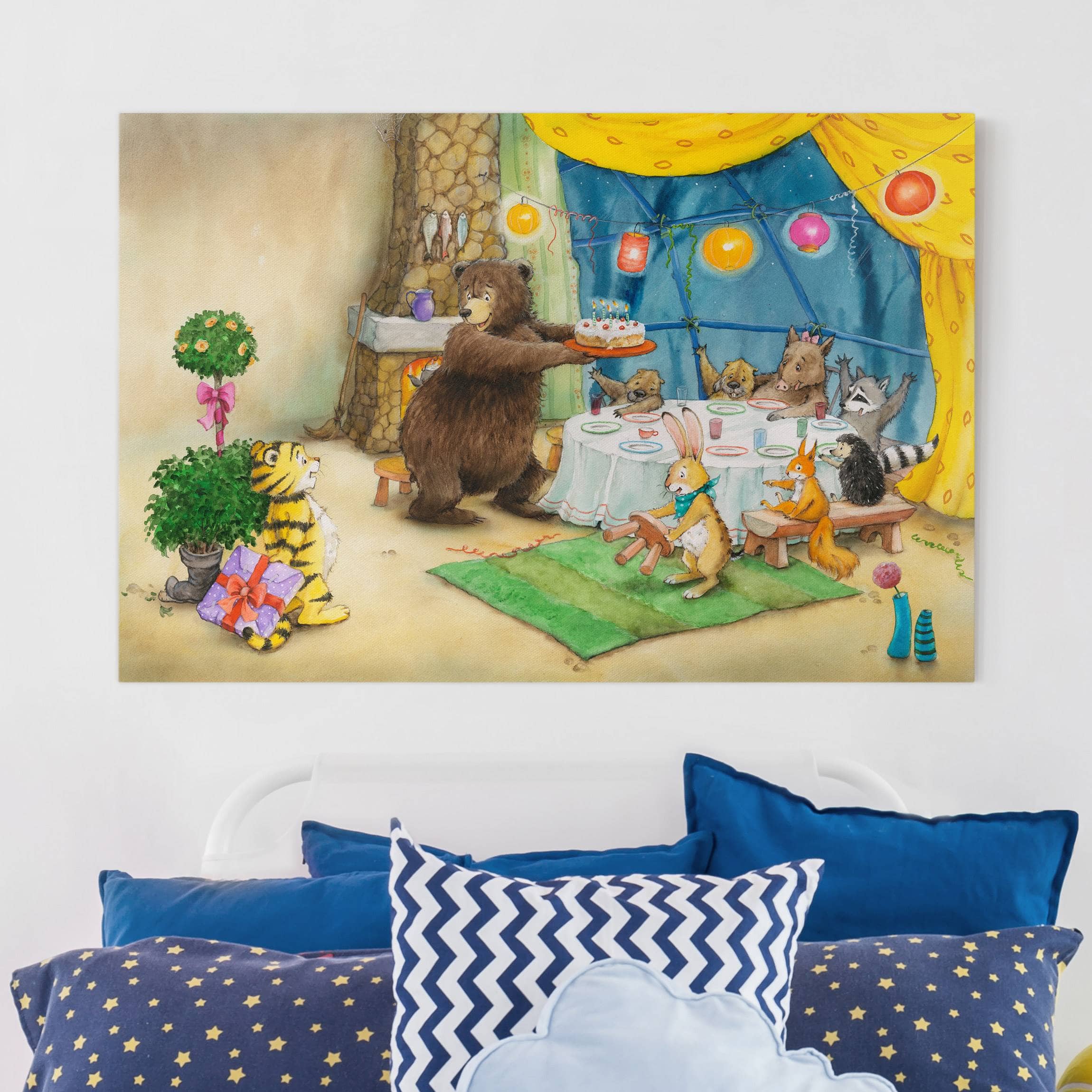 Leinwandbild Kinderzimmer Kleiner Tiger - Geburtstagsfeier
